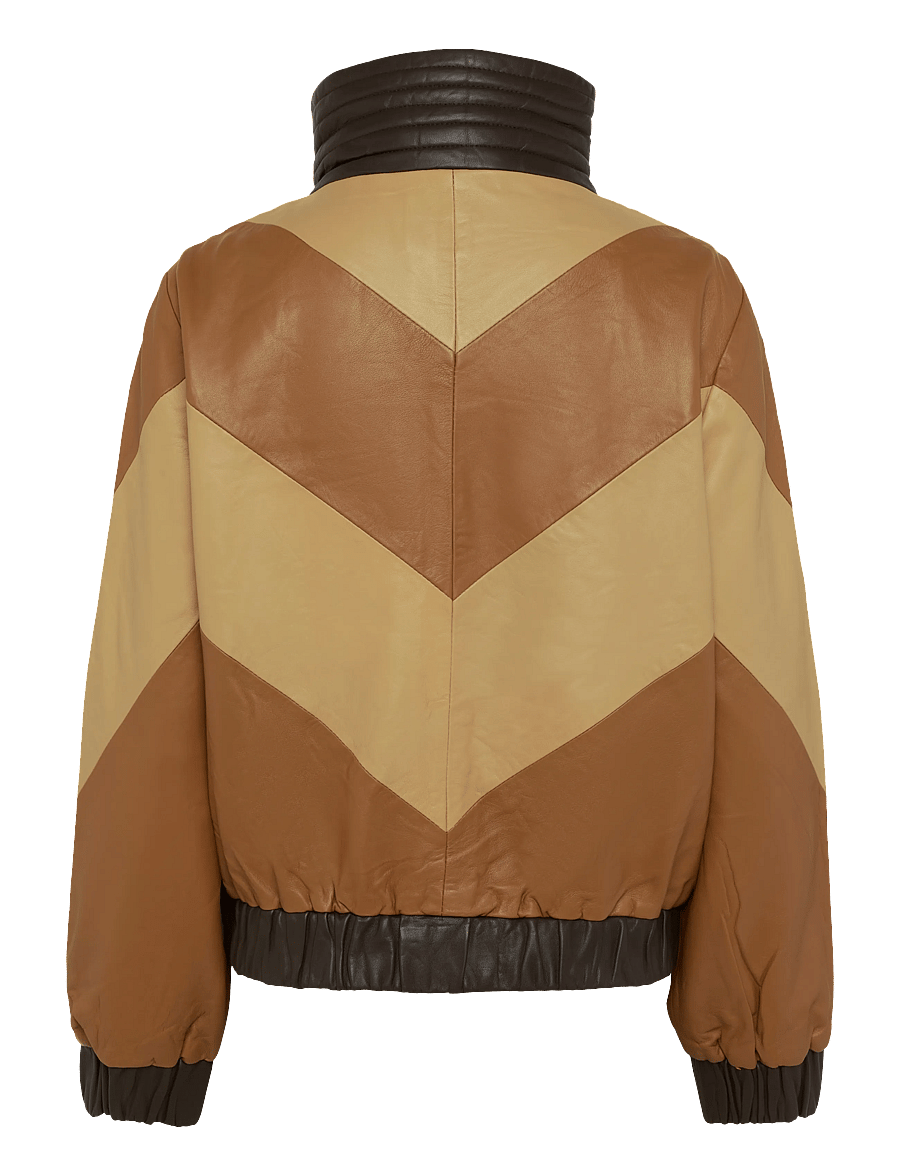 Stella Nova - Patchwork Leather Bomber Jacket - lette jakker - brown mix - 2