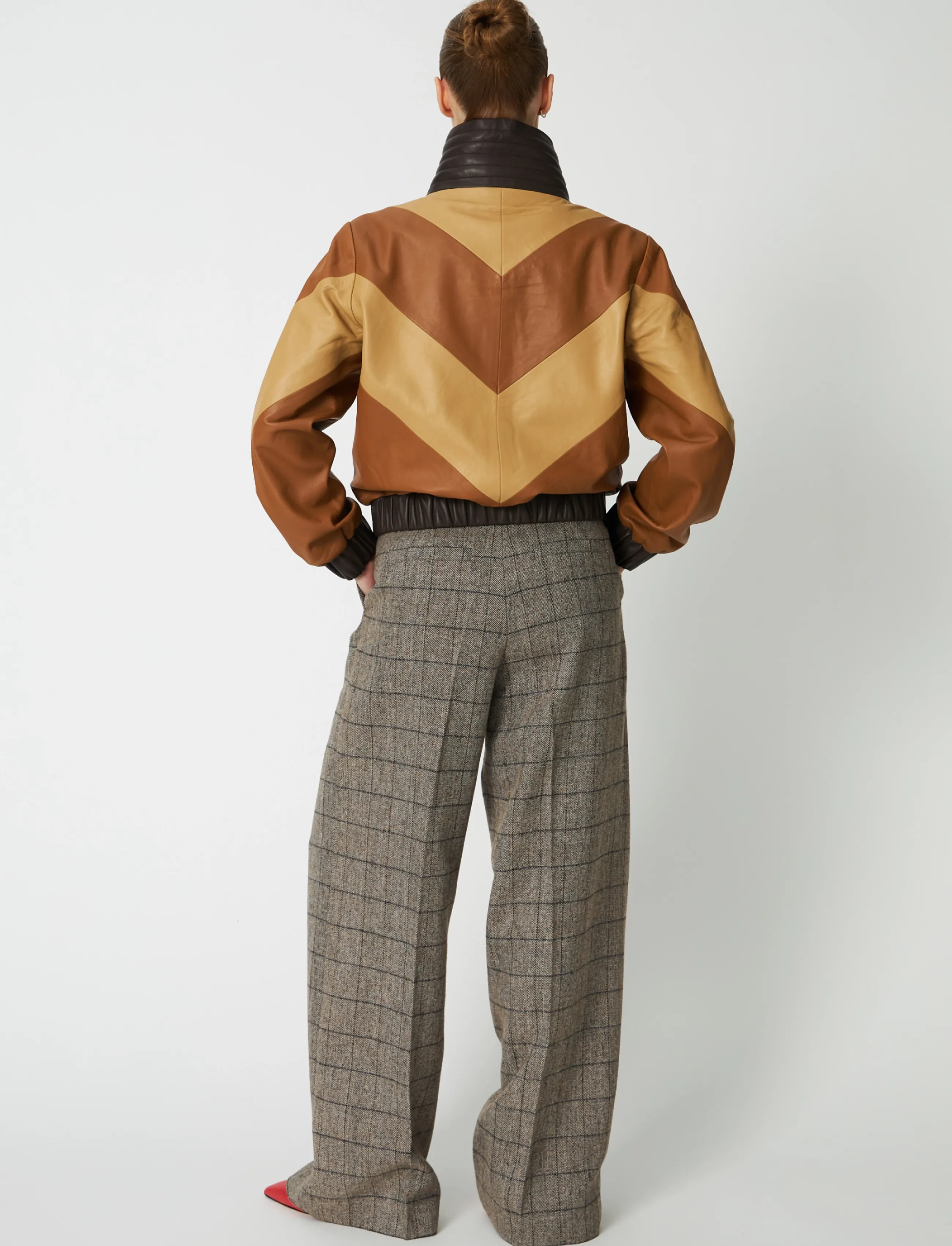Stella Nova - Patchwork Leather Bomber Jacket - lette jakker - brown mix - 3