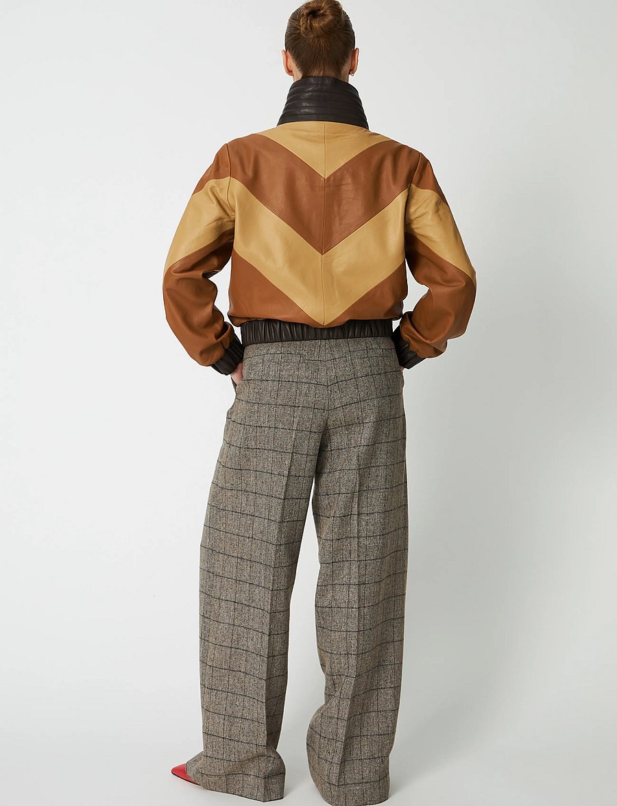 Stella Nova - Patchwork Leather Bomber Jacket - lette jakker - brown mix - 3