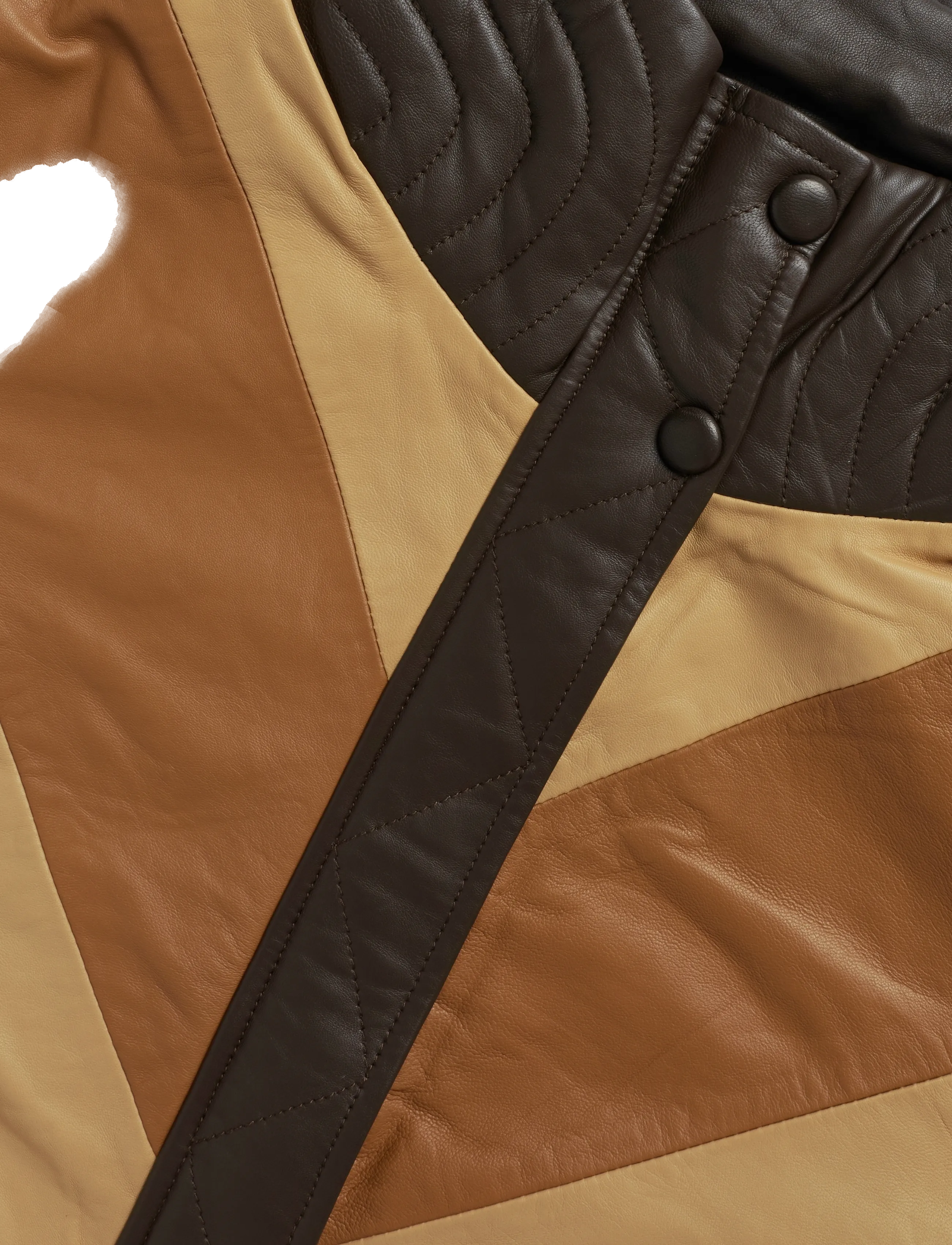 Stella Nova - Patchwork Leather Bomber Jacket - lette jakker - brown mix - 4