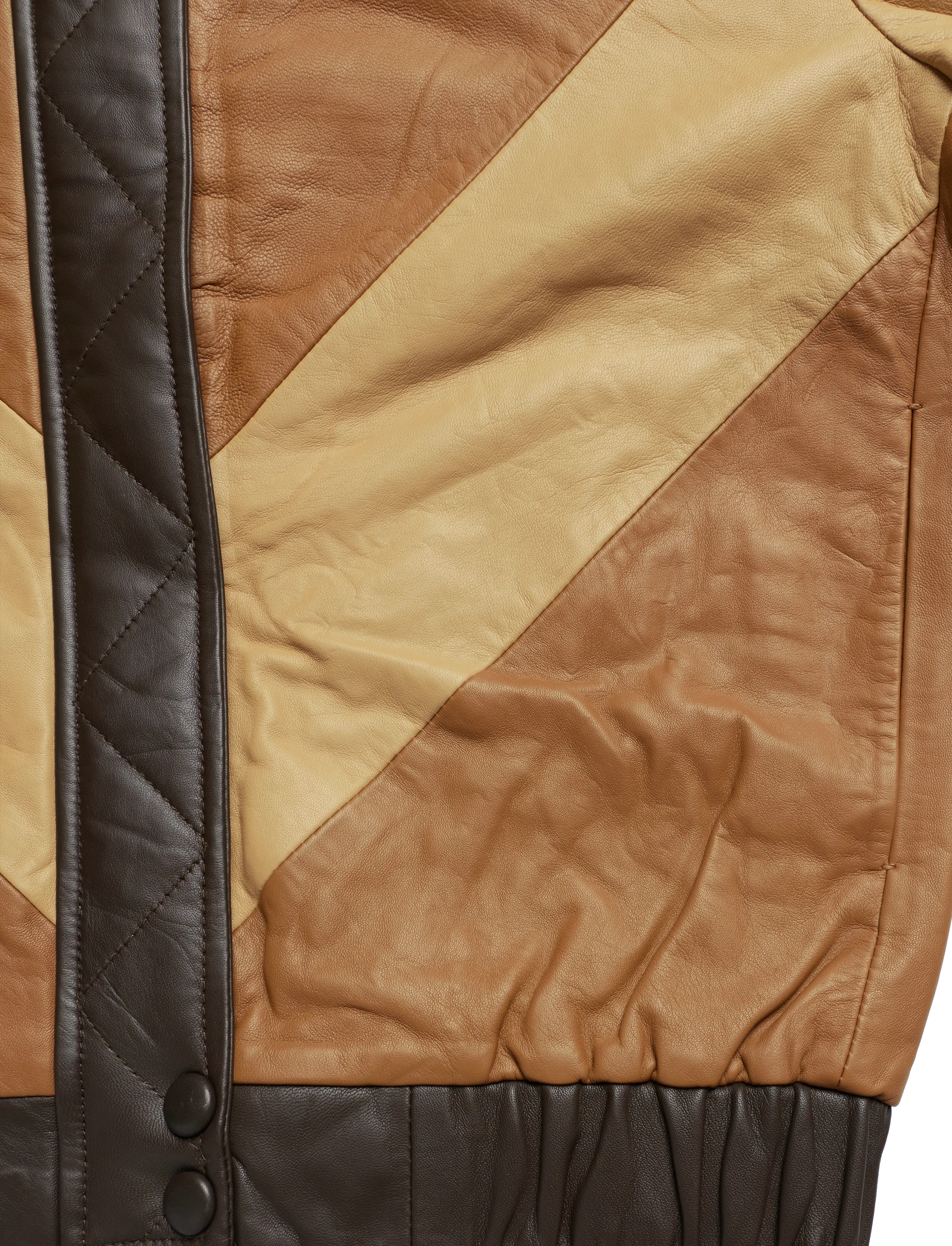 Stella Nova - Patchwork Leather Bomber Jacket - lette jakker - brown mix - 5