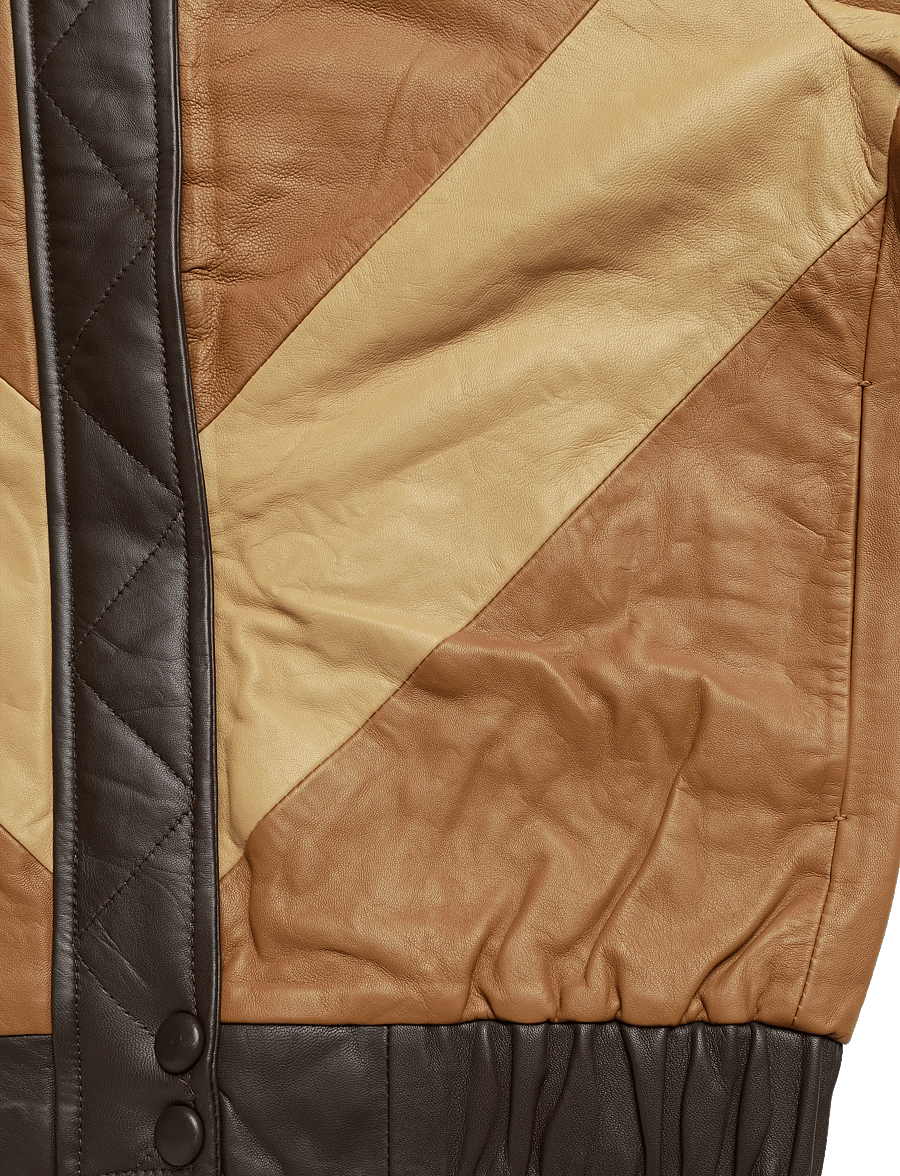 Stella Nova - Patchwork Leather Bomber Jacket - lette jakker - brown mix - 5