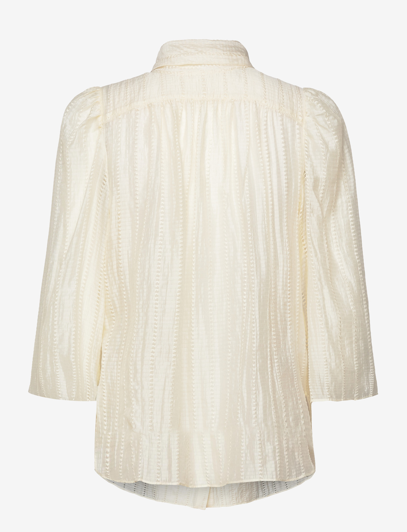 Stella Nova - Pointelle High-Neck Bow Blouse - långärmade blusar - vanilla - 2