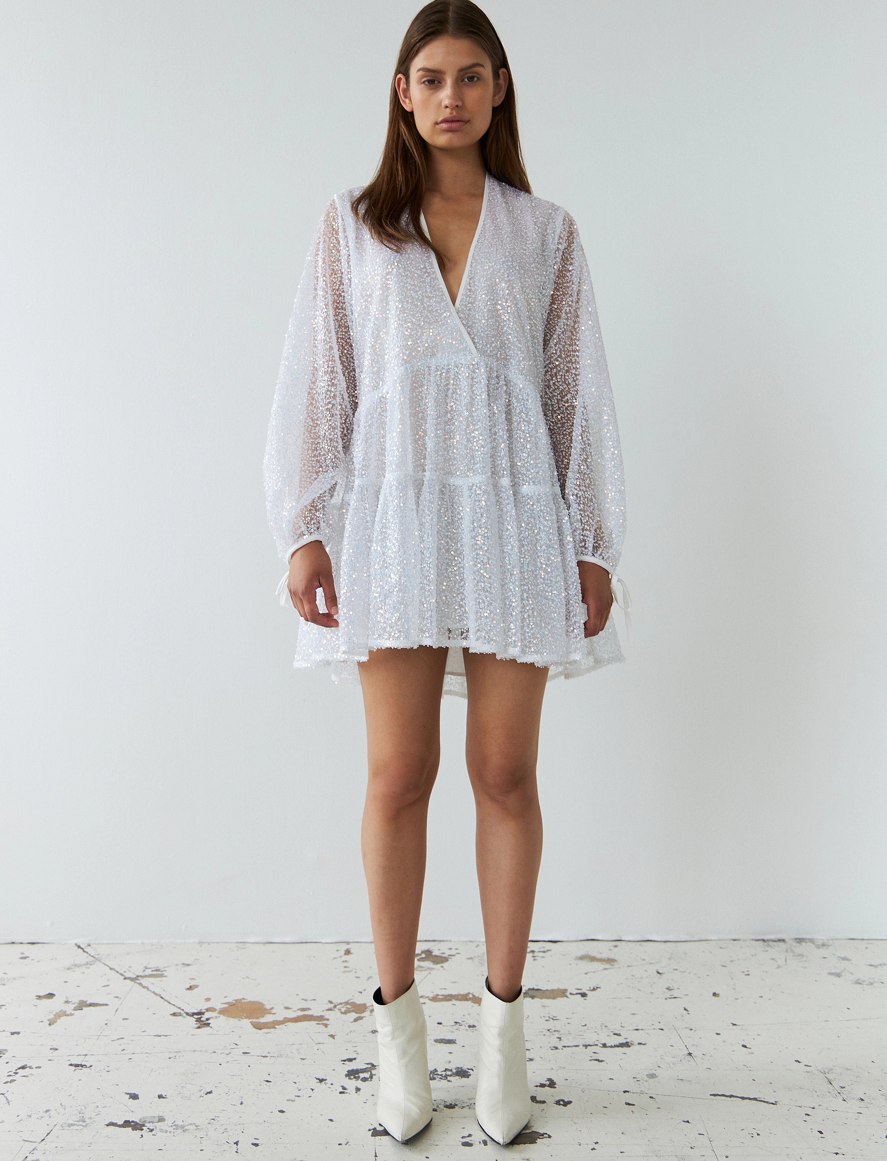 Stella Nova Sequins Mini Dress, 34, White, Designere > Summer Dresses, Dame