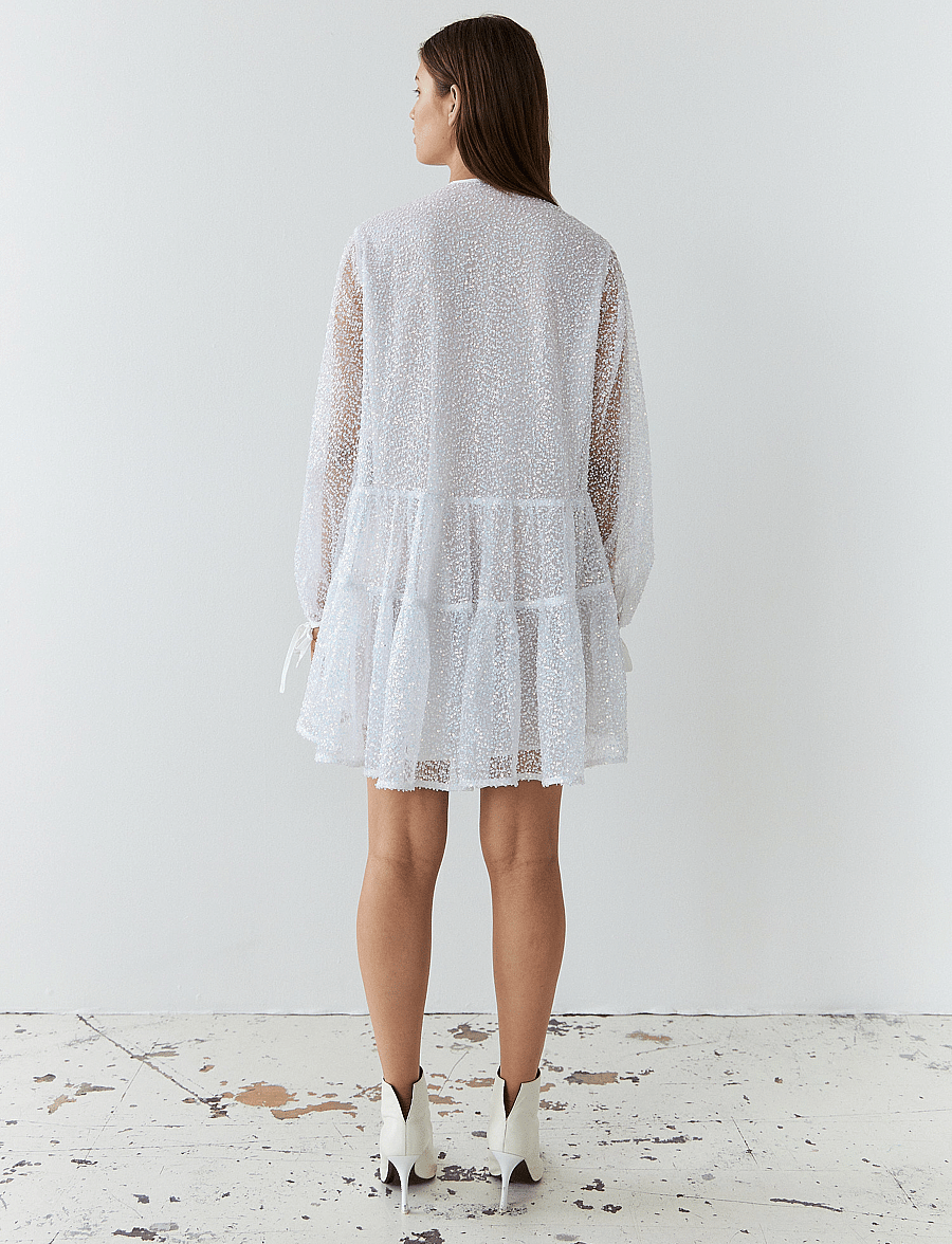 Stella Nova - Sequins mini dress - konfirmation - mother of pearl - 3