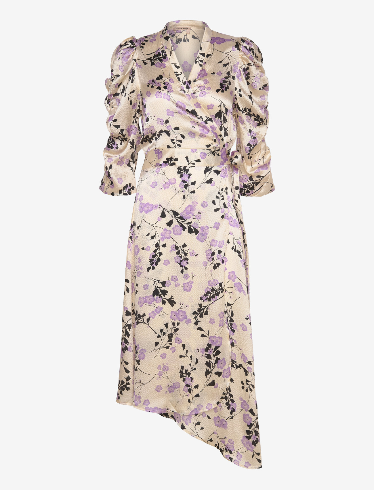 Stella Nova - Hammered printed silk midi wrap dre - flower power purple - 0
