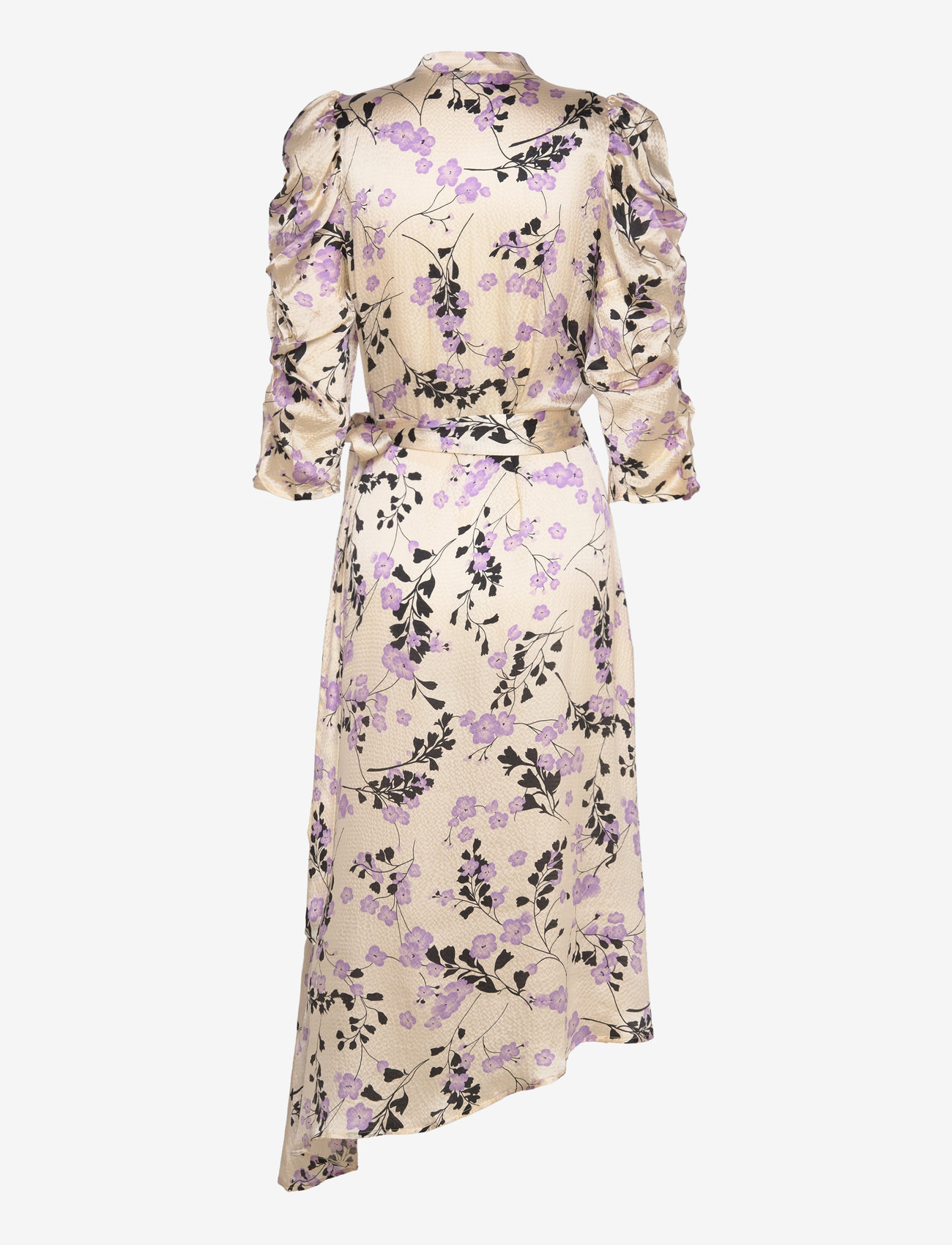 Stella Nova - Hammered printed silk midi wrap dre - flower power purple - 1