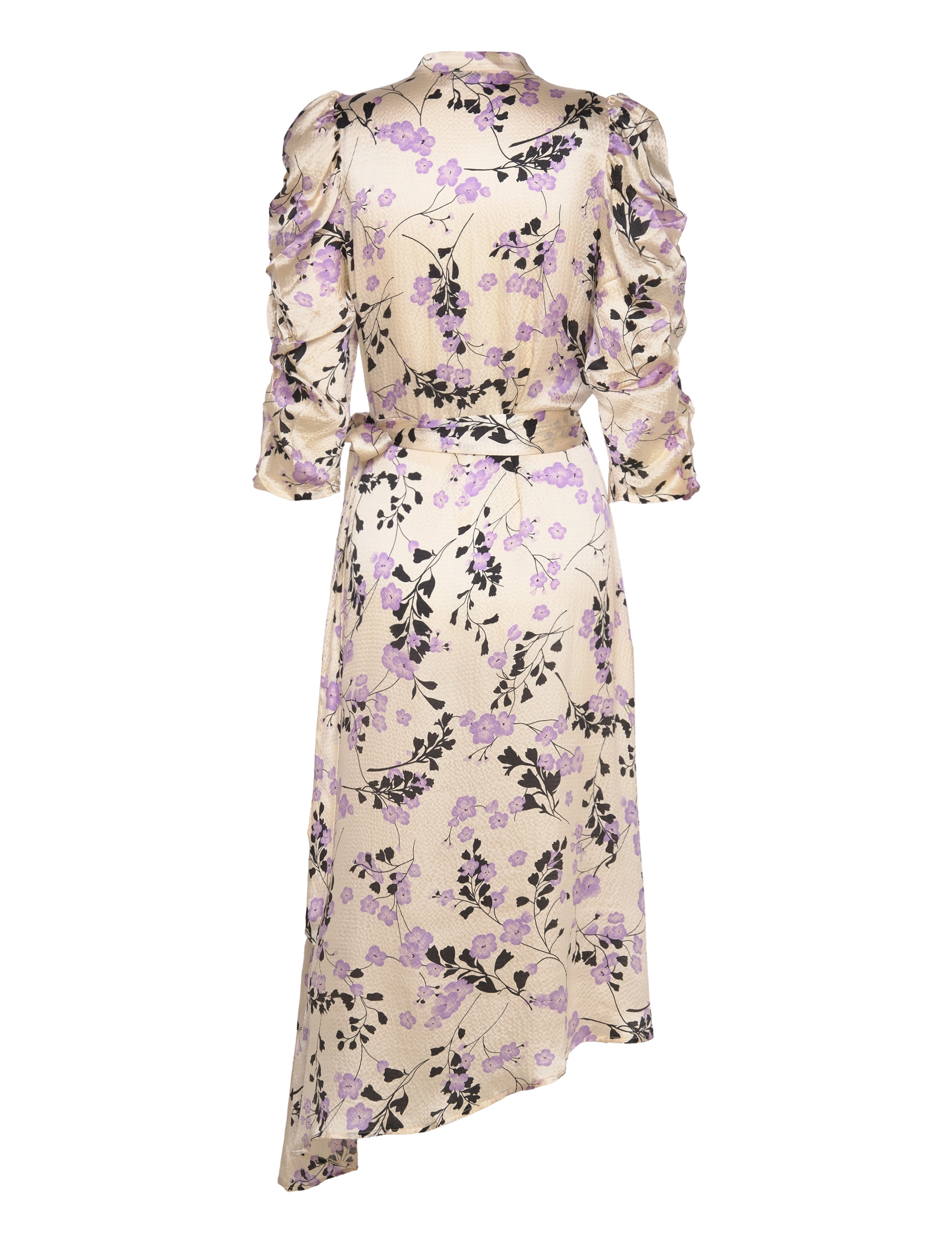 Stella Nova - Hammered printed silk midi wrap dre - flower power purple - 2