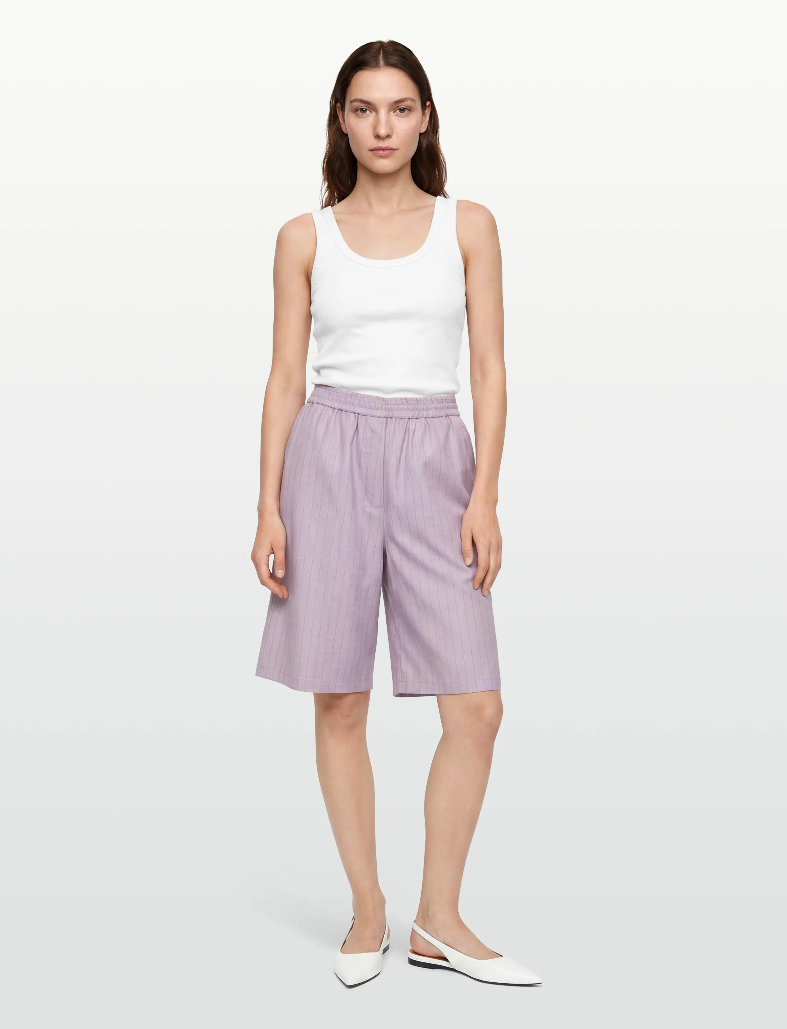 Stella Nova Striped Suiting Shorts, 38, Purple, Shorts > Bermudas, Dame