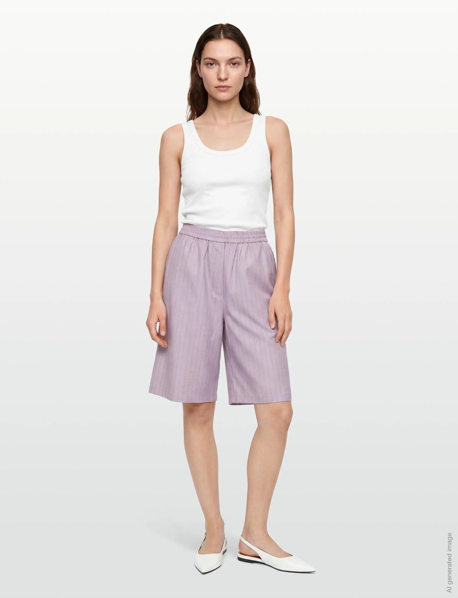Stella Nova - Striped Suiting Shorts - bermuda-shortsit - light purple - 0