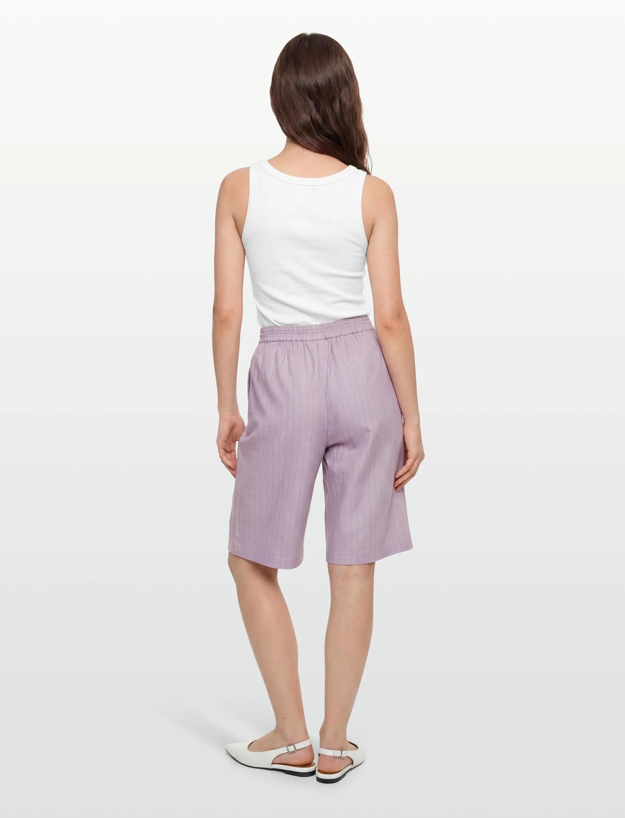 Stella Nova - Striped Suiting Shorts - bermuda-shortsit - light purple - 4