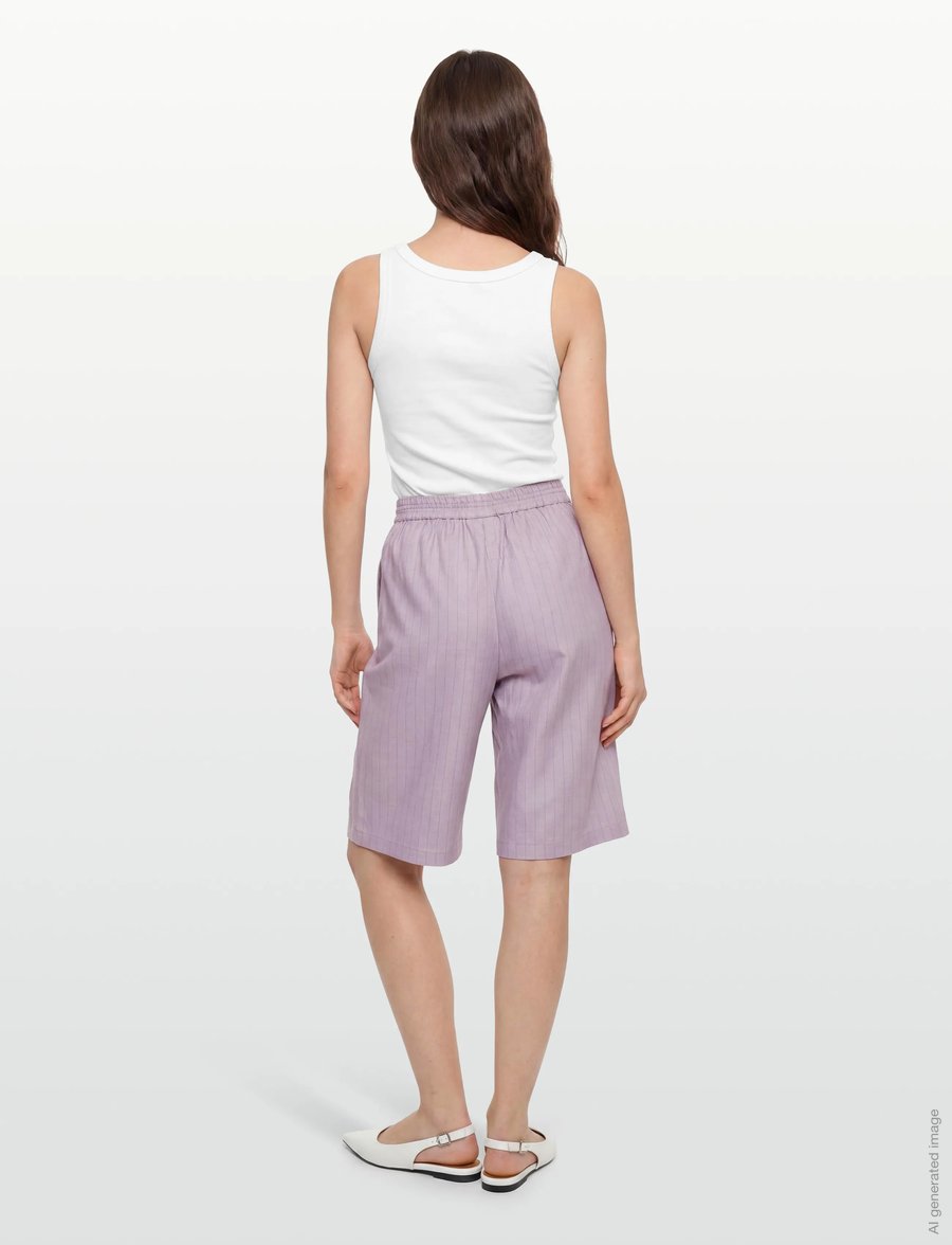 Stella Nova - Striped Suiting Shorts - bermuda-shortsit - light purple - 4