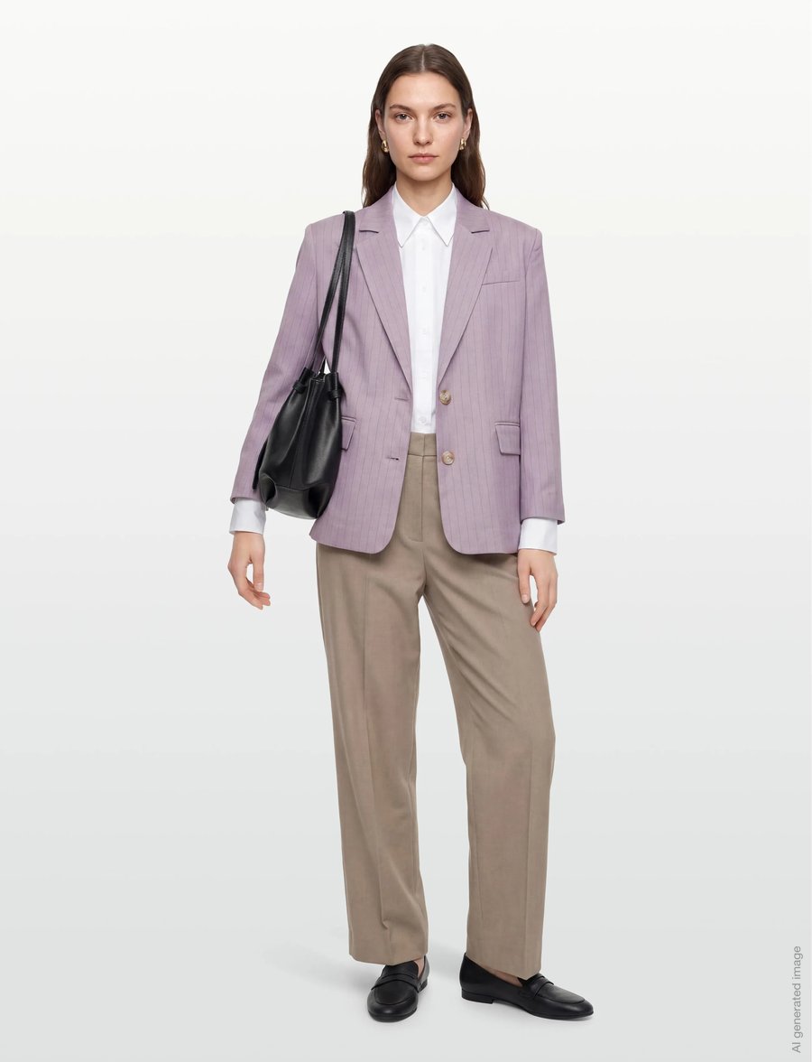 Stella Nova - Striped Oversized Blazer - Ühes joones nööpidega bleiserid - light purple - 0