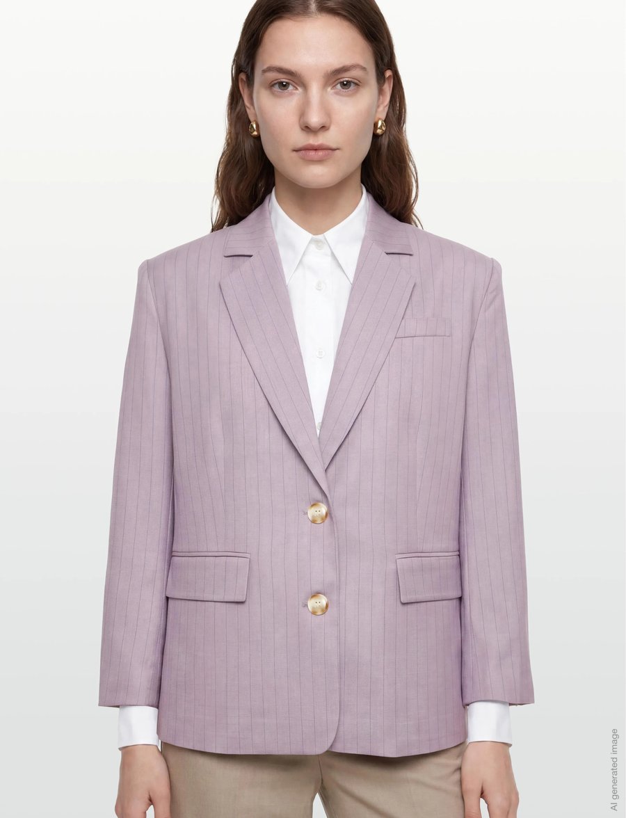 Stella Nova - Striped Oversized Blazer - Ühes joones nööpidega bleiserid - light purple - 3