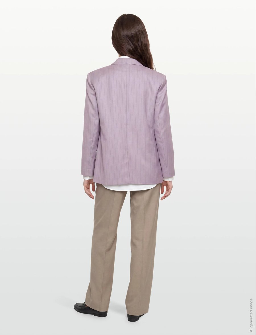Stella Nova - Striped Oversized Blazer - Ühes joones nööpidega bleiserid - light purple - 4