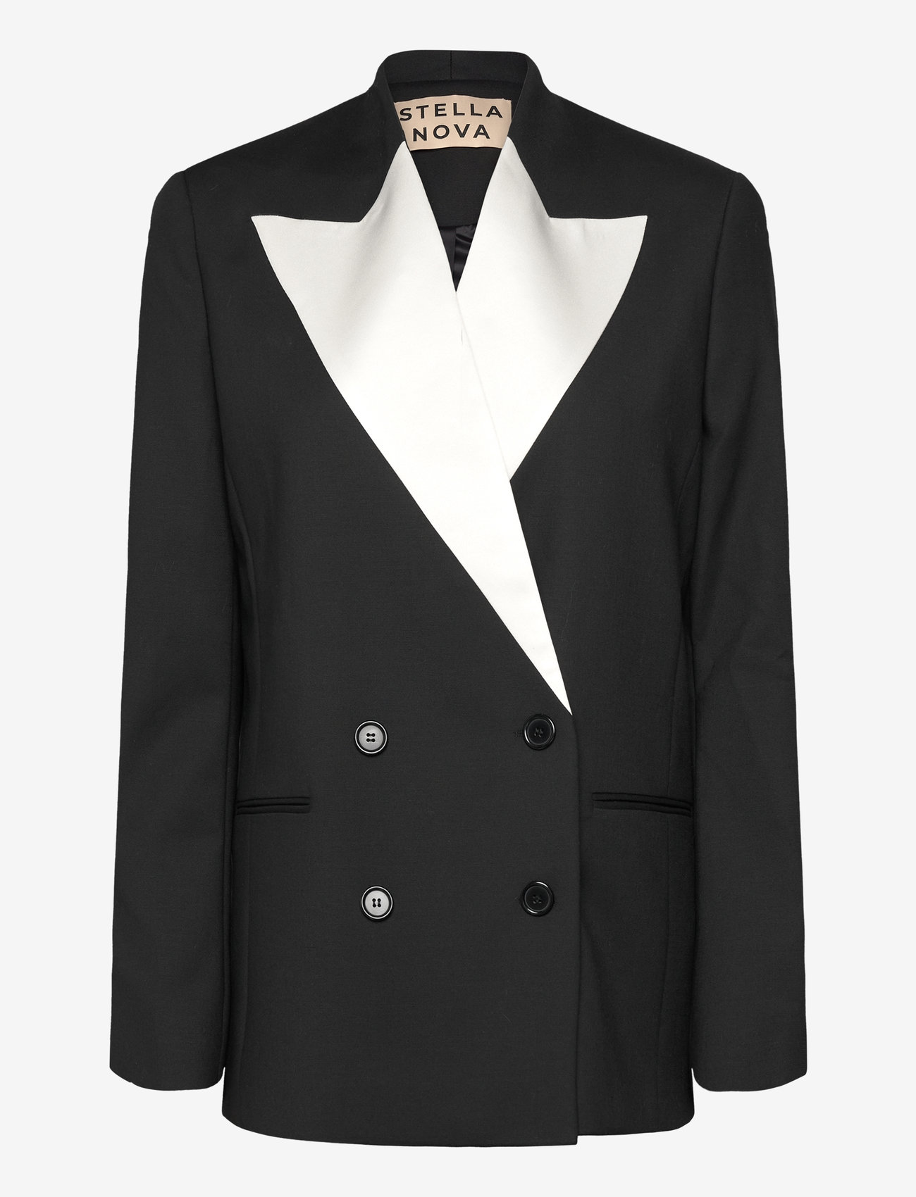 Stella Nova - Blazer with inserted satin lapel - zweireihige blazer - black - 0