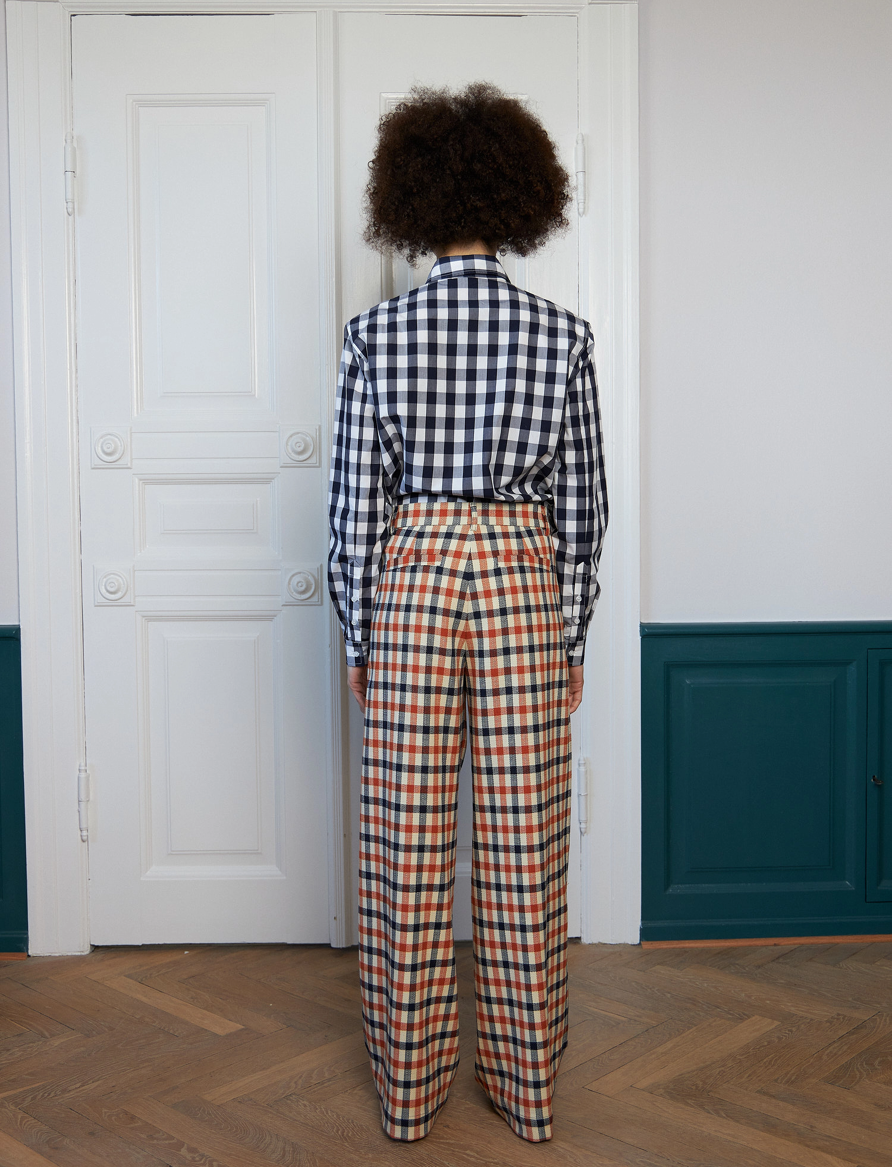 Stella Nova - Checked wide pants - navy/red/creme check - 3