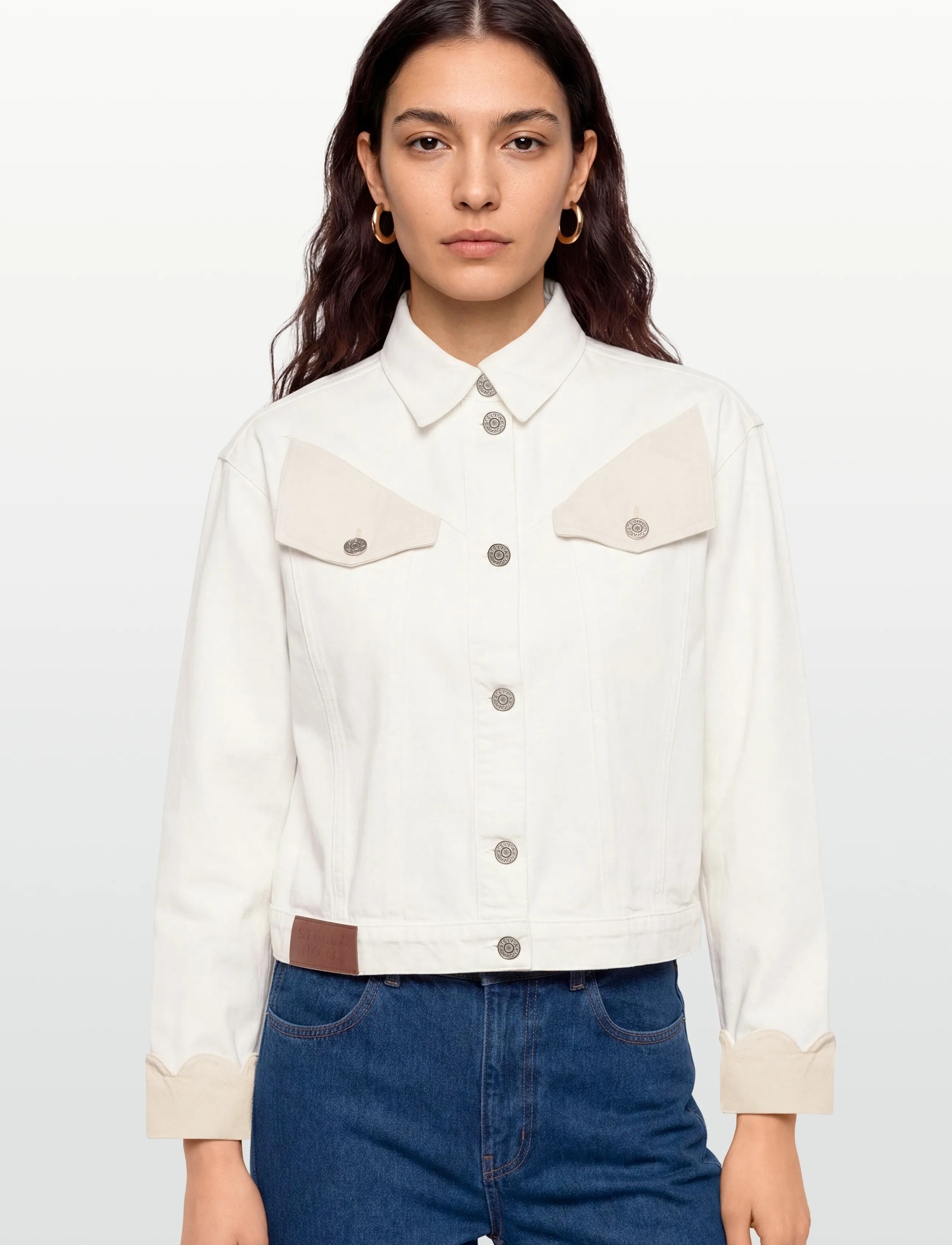Stella Nova - Two-Toned Cotton Jacket - frühlingsjacken - denim moon wash - 3