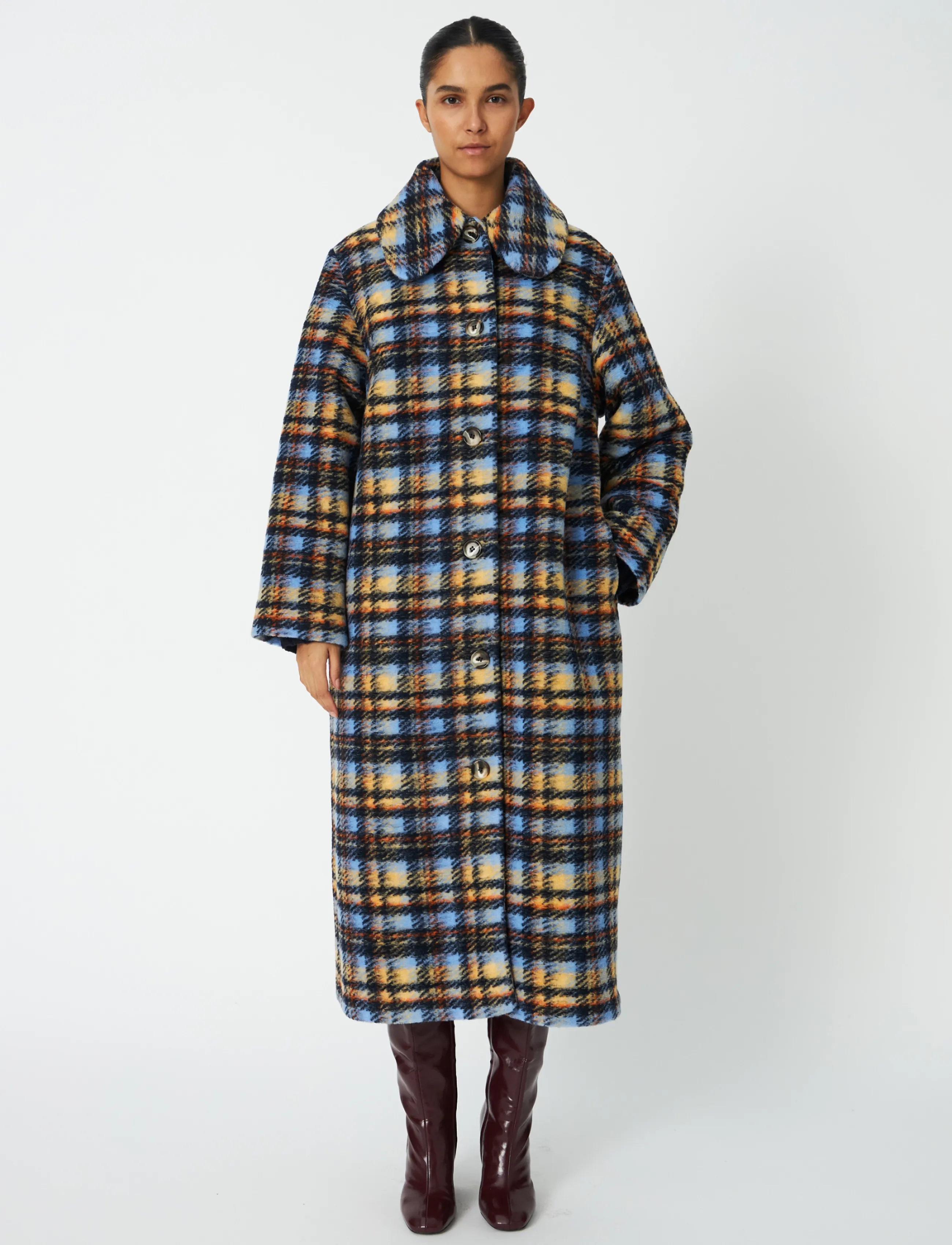 Stella Nova Long Wool Checked Coat - Winterjacken - MULTI CHECKS / multi
