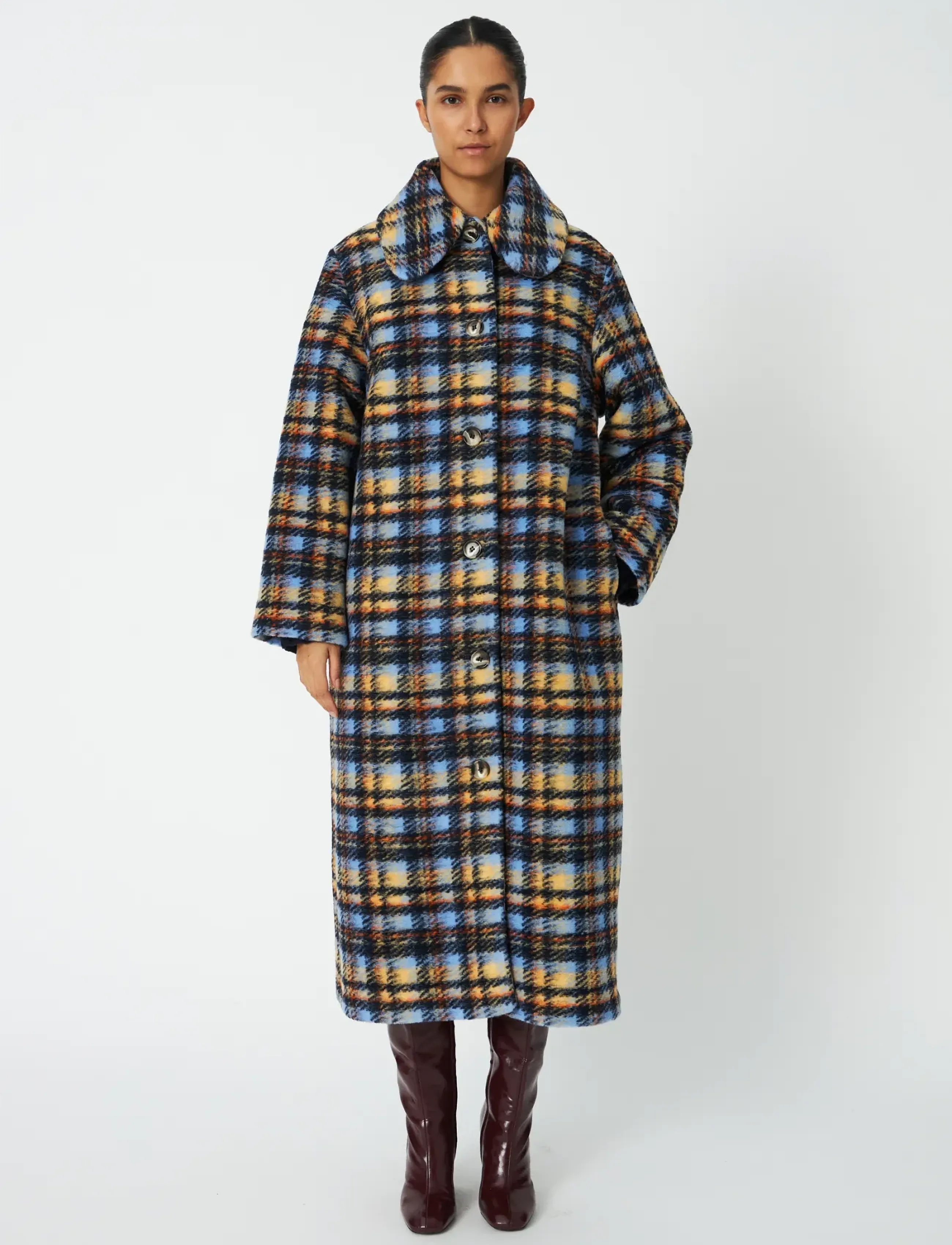 Stella Nova Long Wool Checked Coat - Stella Nova - MULTI CHECKS / multi