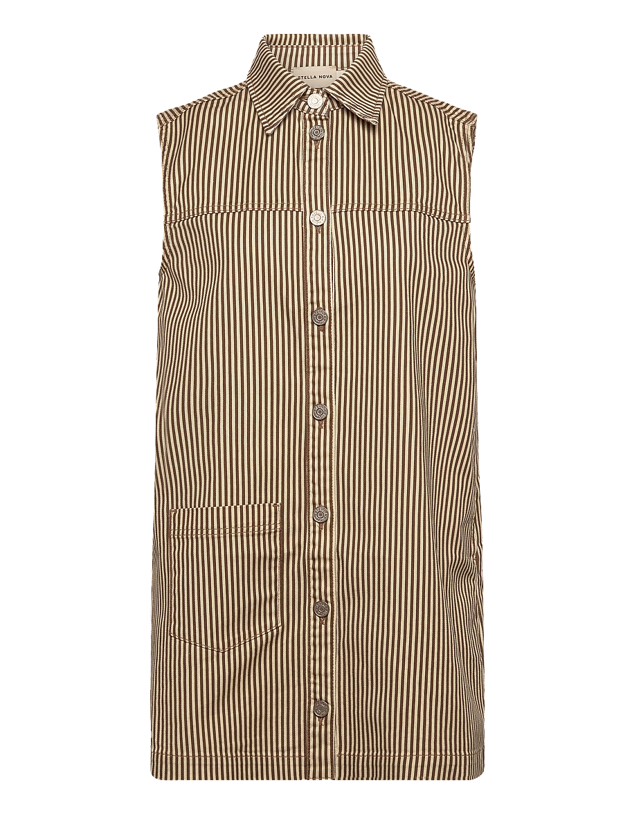 Stella Nova - Striped Denim Dress - skyrtukjólar - stripes - 0