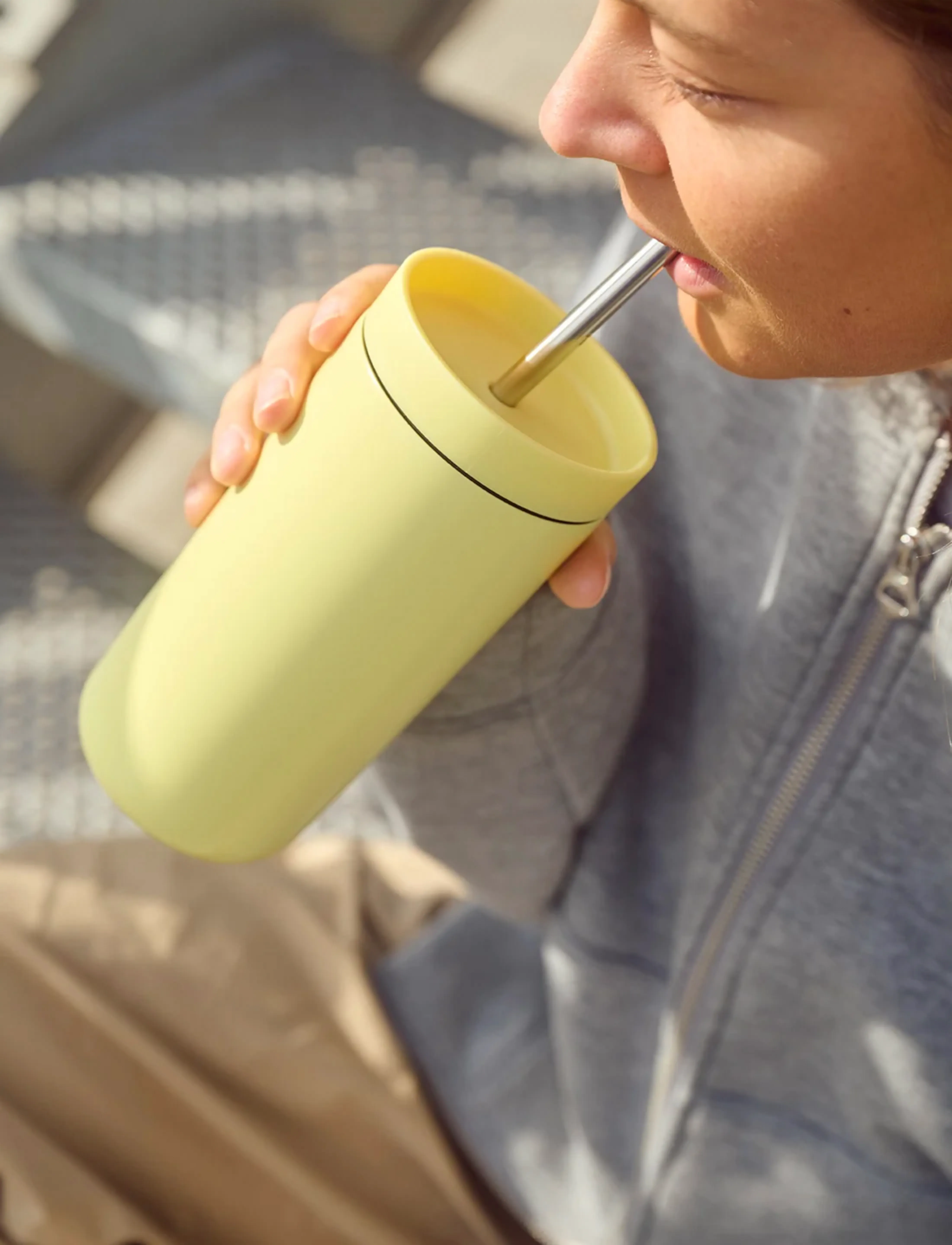 Stelton To Go Sip Termokop Med Sugerør 0.4 L. Laevis, 0.4 L, Yellow, Kopper Og Krus > Termokopper, Unisex