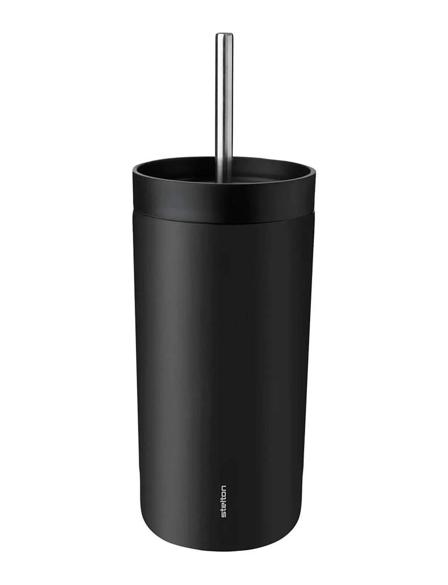 Stelton - Stelton To Go Sip vacuum insulated cup with straw 0.4 l. soft black - termostassid - soft black - 1