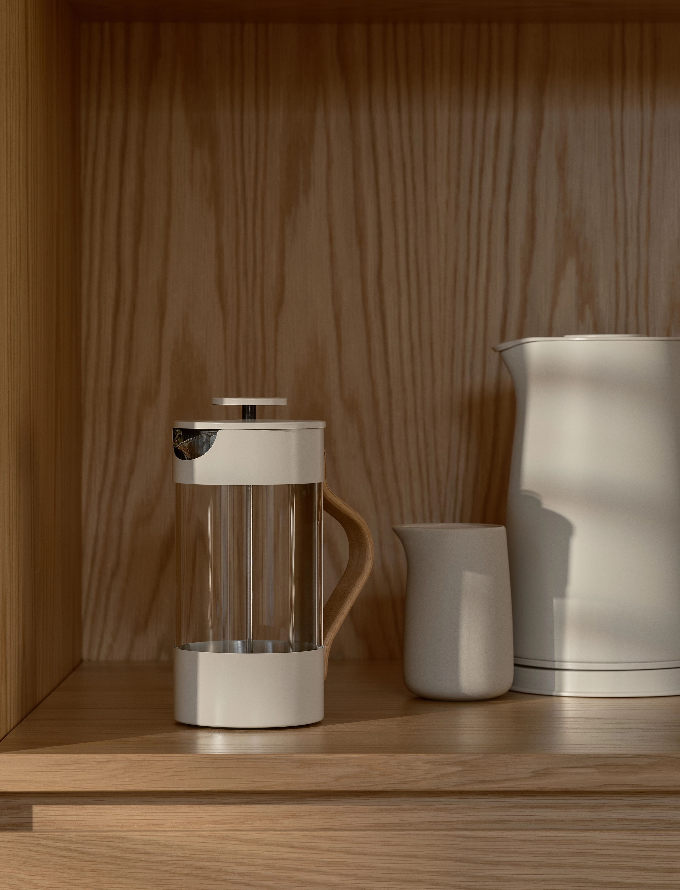 Stelton Emma Stempelkande 1 L. Sand, L, Coffee Makers, Creme - Press, Homeware