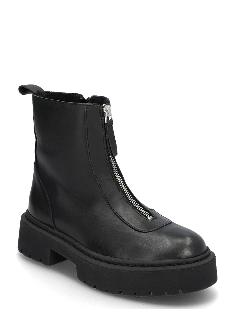 Steve Madden - Gabby - platta ankelboots - black leather - 0