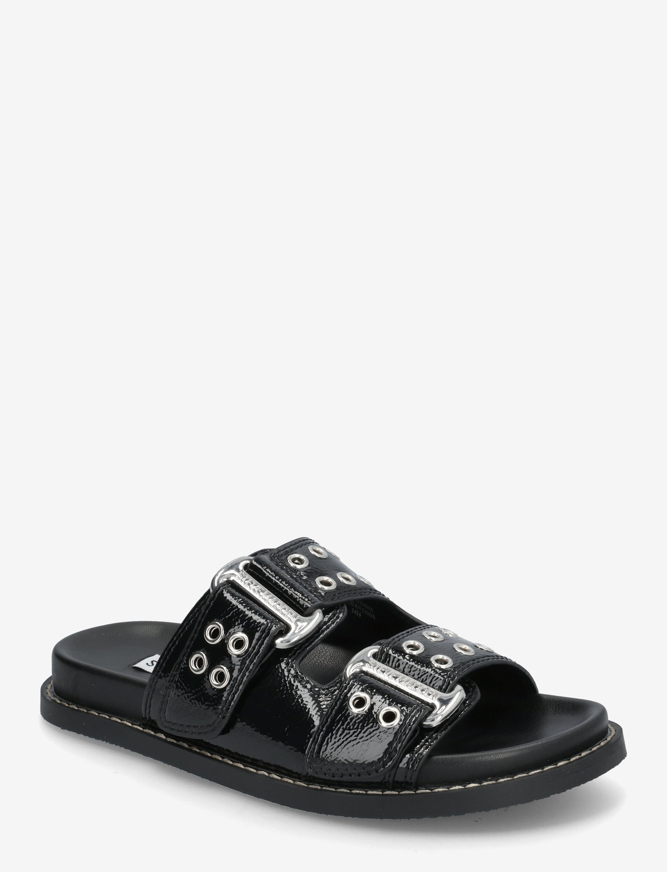 Steve Madden - Agent Slides - flade sandaler - black crinkle patent - 0