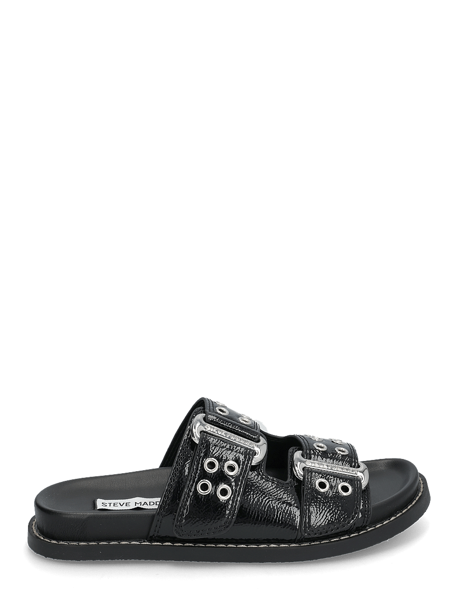 Steve Madden - Agent Slides - flache sandalen - black crinkle patent - 1