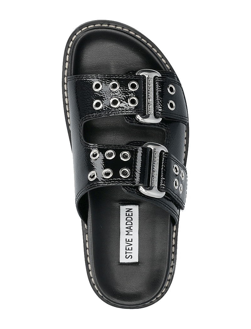 Steve Madden - Agent Slides - flache sandalen - black crinkle patent - 3