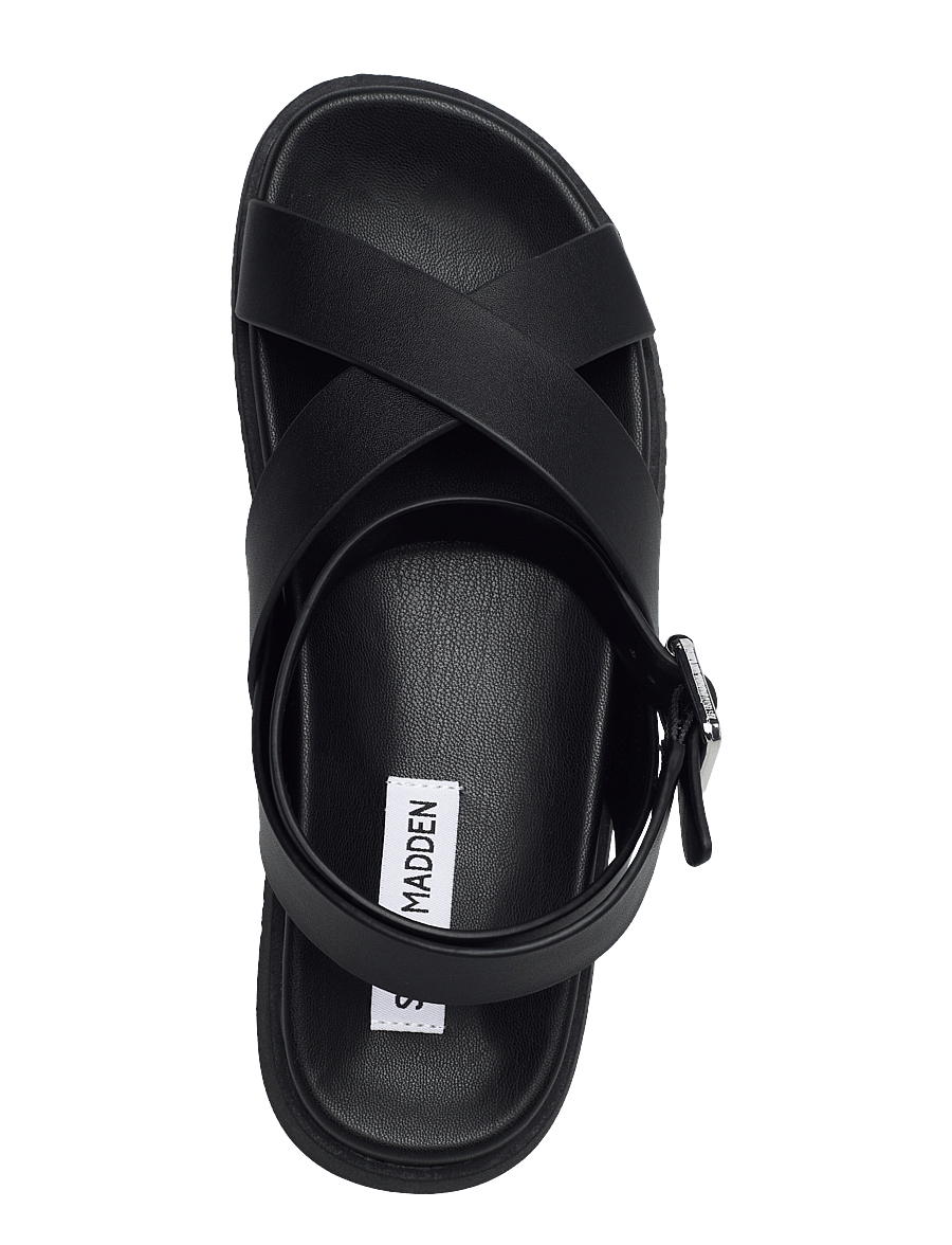Steve Madden - My Bestie sandal - flache sandalen - black leather - 3
