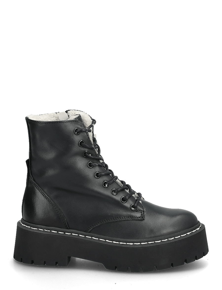 Steve Madden - Skylar-Fl - flatbotna ökklastígvél - black leather - 1
