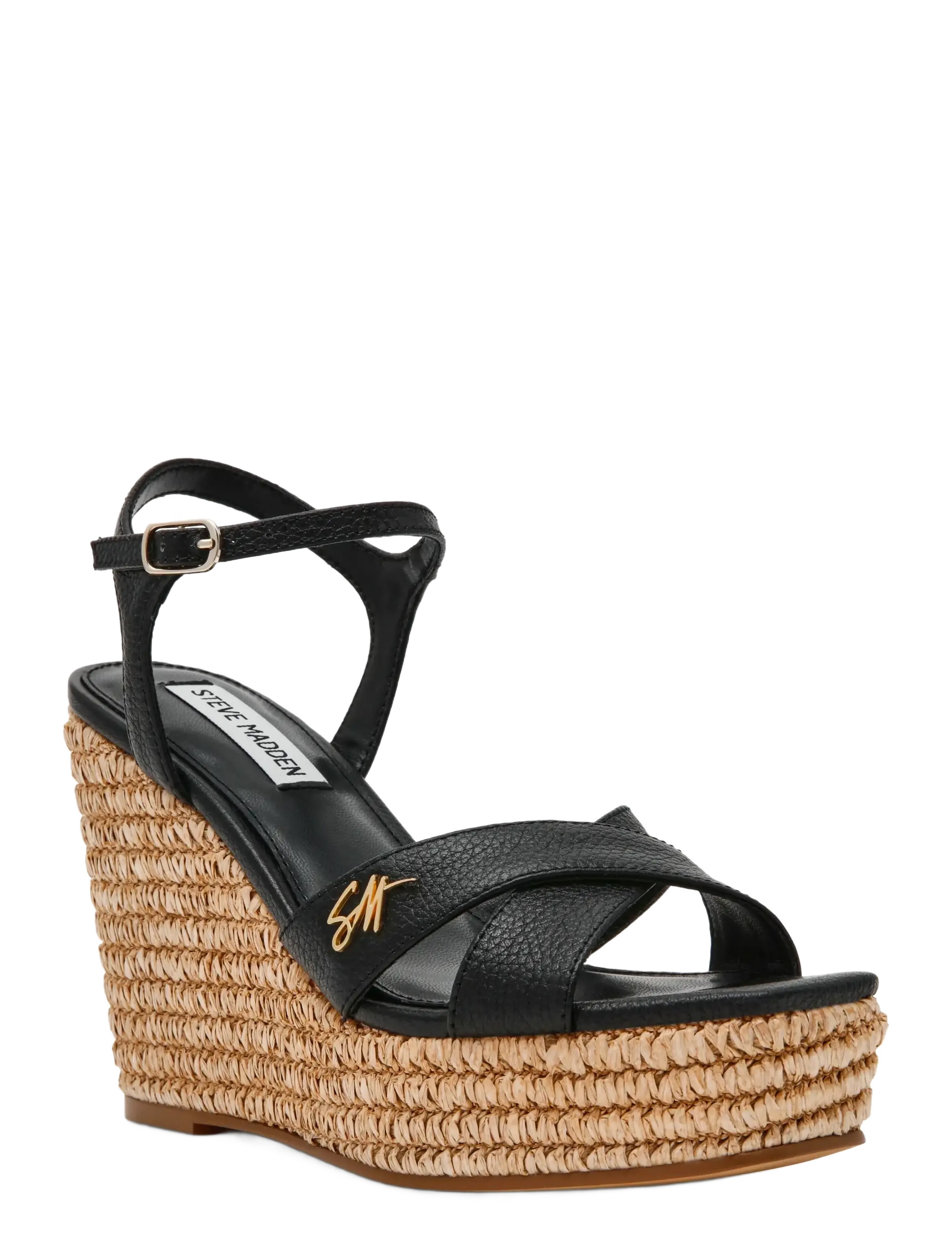 Steve Madden Cylo-E, Kvinder, Espadrille Kilehæl Sandaler, Sort, Str: 41