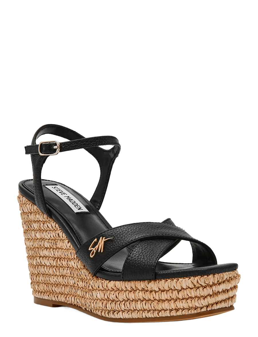 Steve Madden - Cylo-E - højhælede espadrillos - black leather - 0