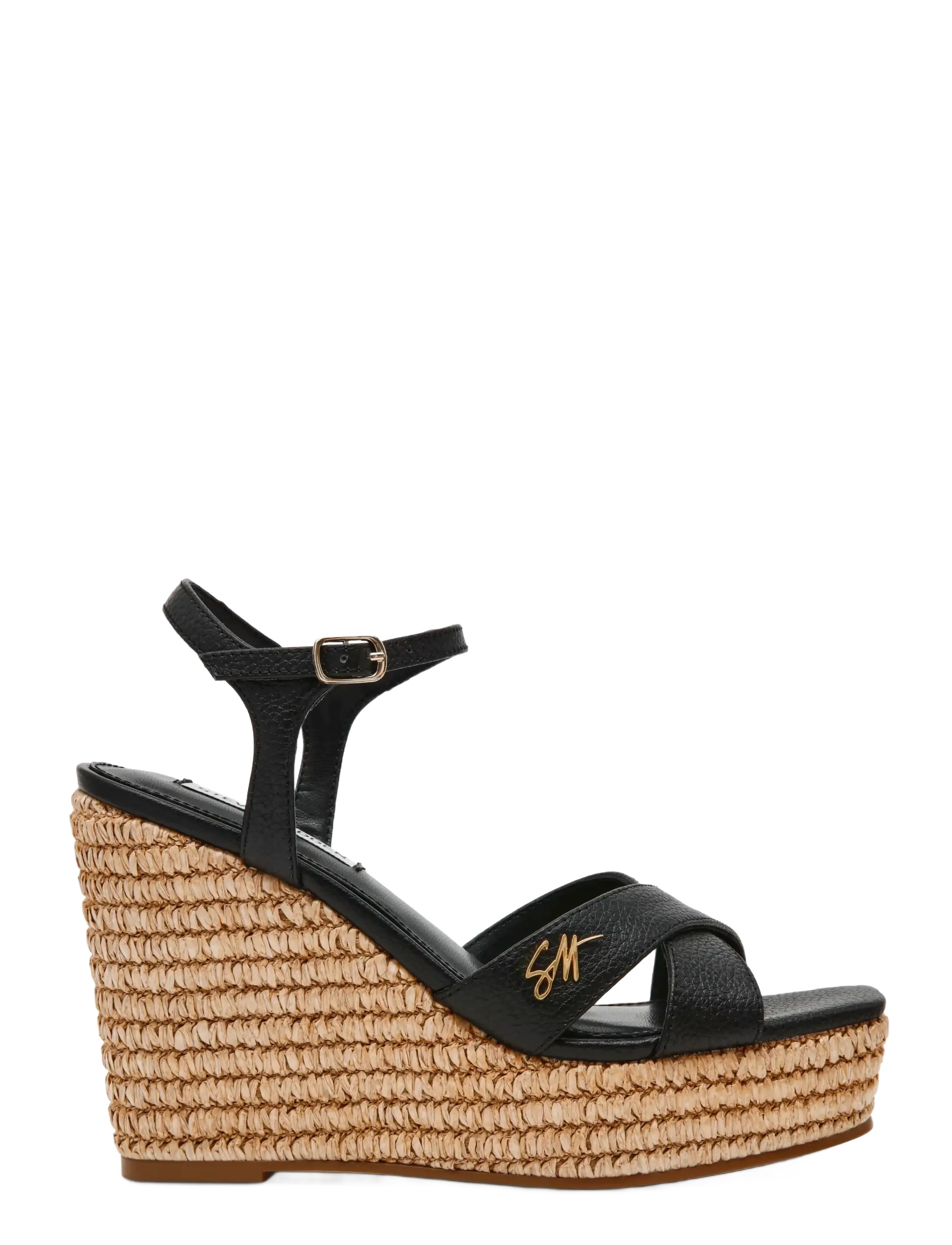 Steve Madden - Cylo-E - espadrillos med klack - black leather - 1