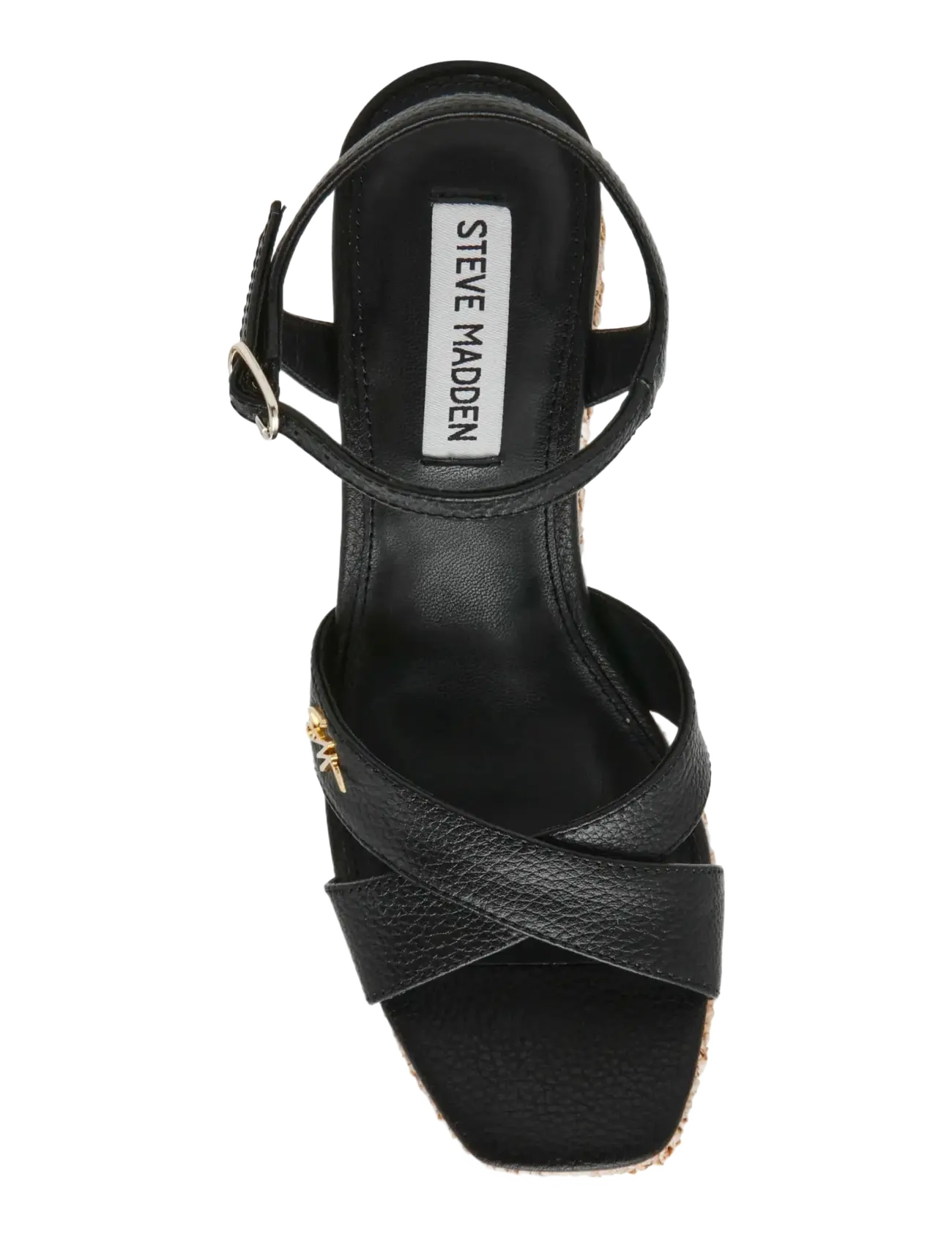 Steve Madden - Cylo-E - espadrillos med klack - black leather - 4