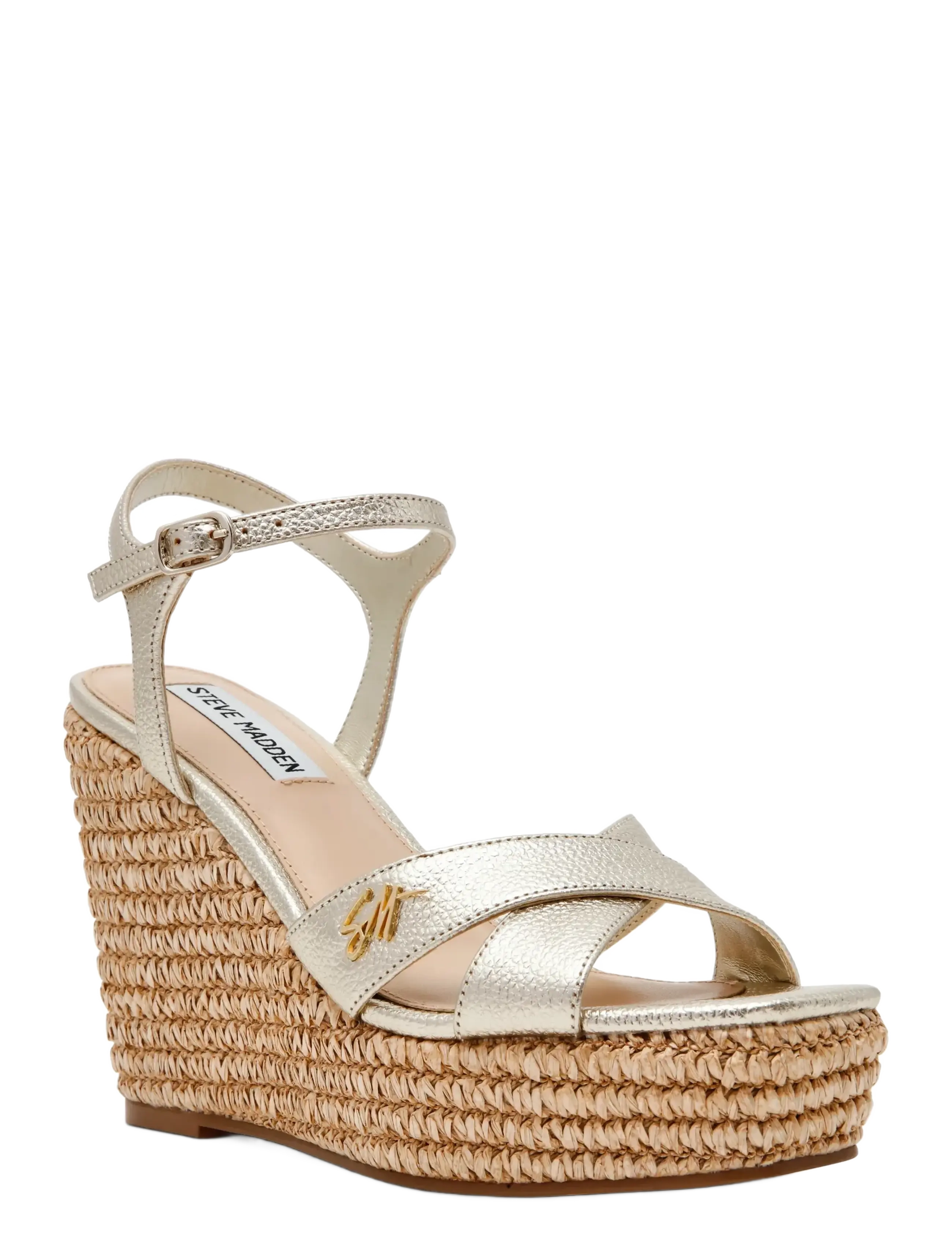 Steve Madden Cylo-E, Kvinder, Espadrille Kilehæl Sandaler, Guld, Str: 41