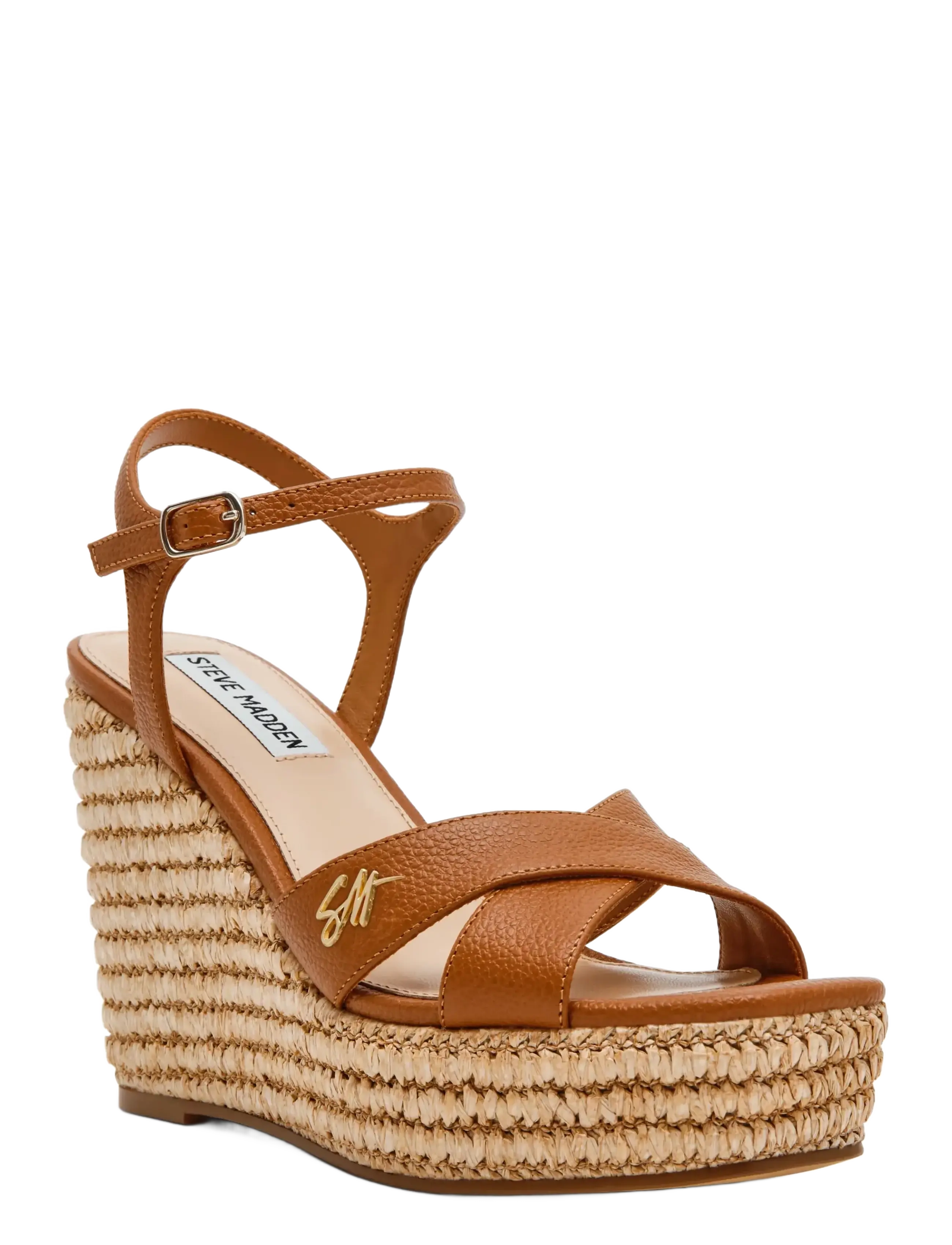Steve Madden Cylo-E - Wedges - TAN LEATHER / silver