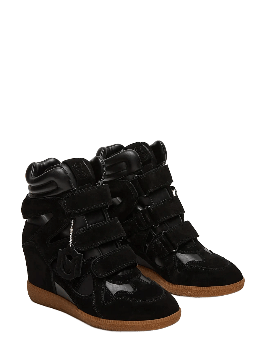 Steve Madden - Mavis - wedge-sneaker - black suede - 1