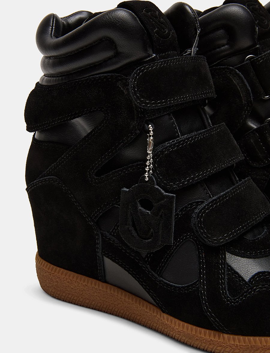 Steve Madden - Mavis - wedge-sneaker - black suede - 4