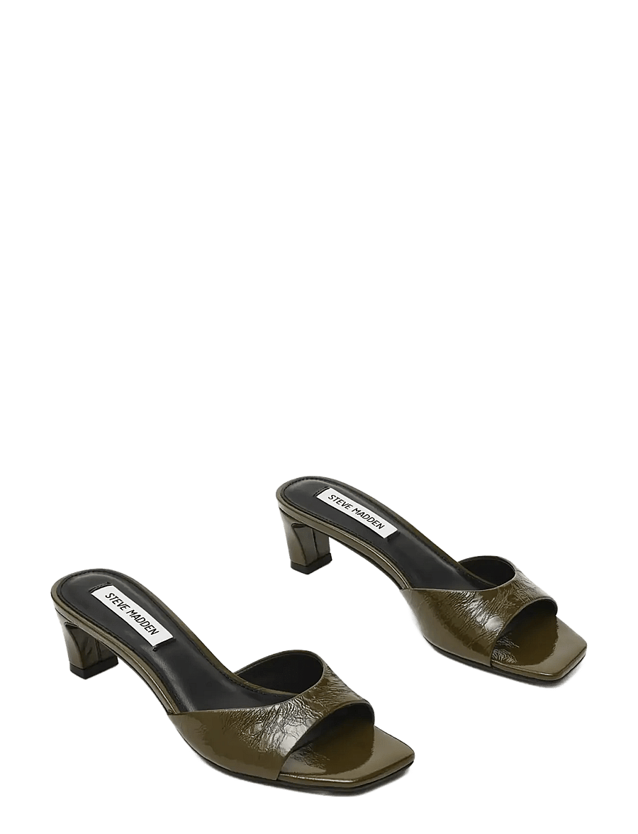 Steve Madden - Hints - mules med hæle - dk olive crinkle leather - 1