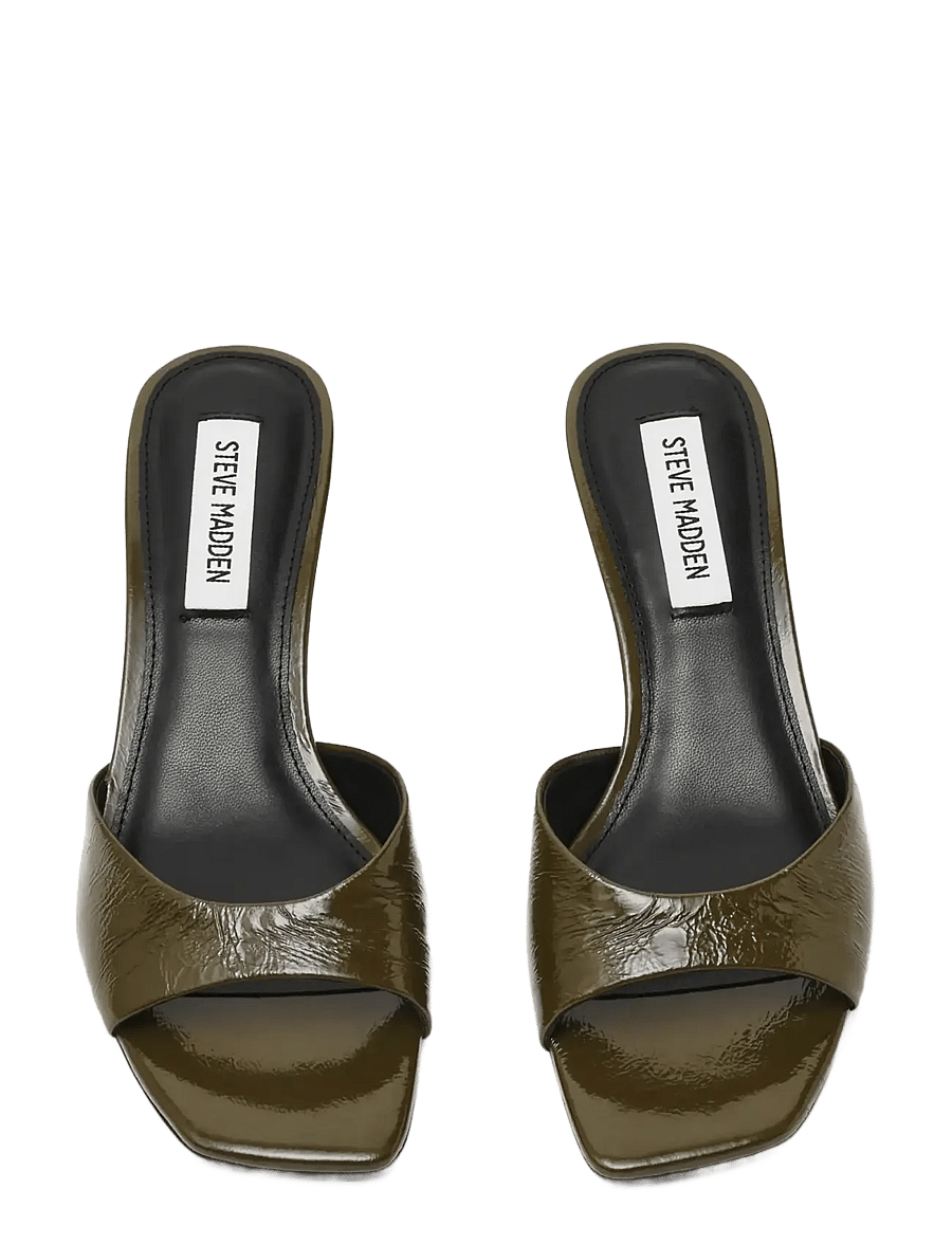 Steve Madden - Hints - mules med hæle - dk olive crinkle leather - 3