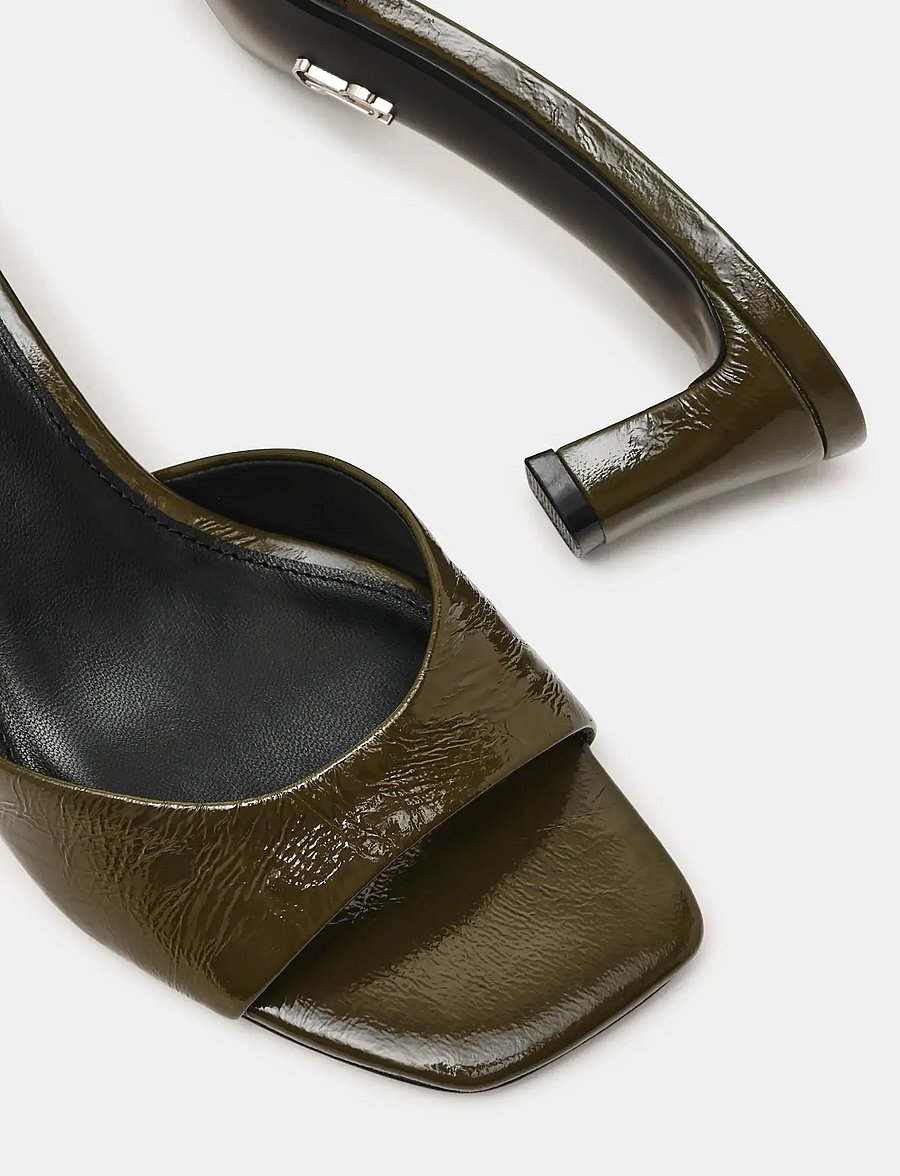 Steve Madden - Hints - mules med hæle - dk olive crinkle leather - 4