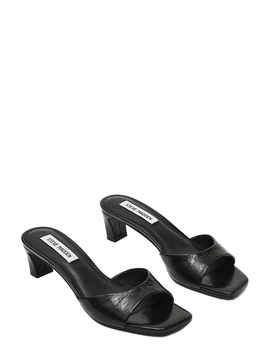 Steve Madden - Hints - mules med klack - black crinkle leather - 1