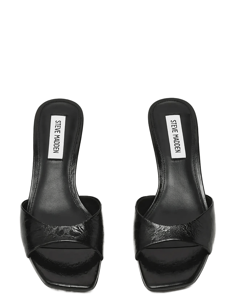 Steve Madden - Hints - mules med klack - black crinkle leather - 3