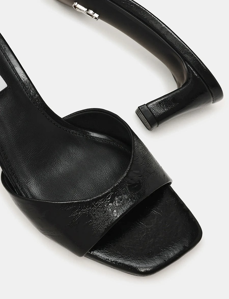 Steve Madden - Hints - mules med klack - black crinkle leather - 4