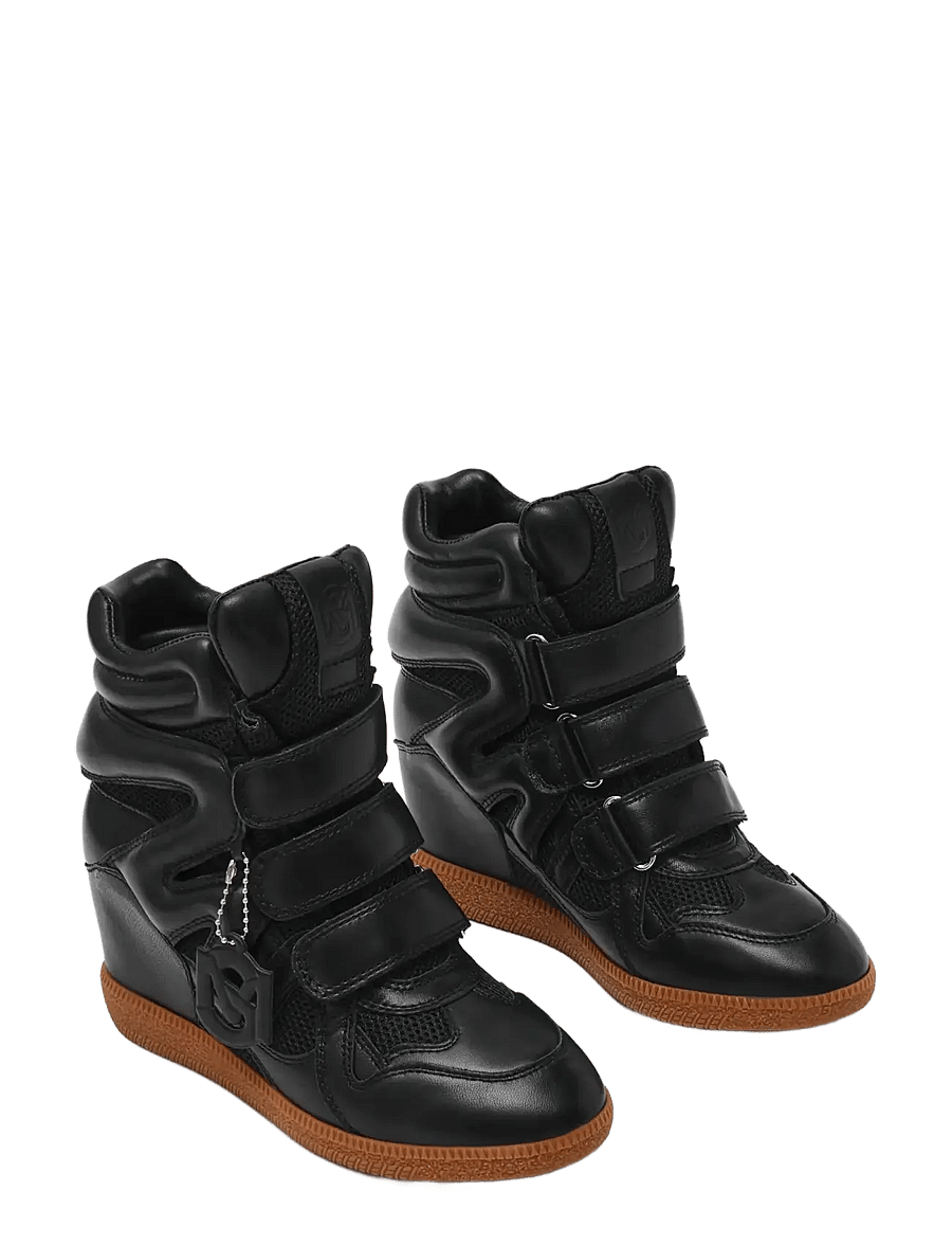 Steve Madden - Mavis-LEA - wedge-sneaker - black leather - 1