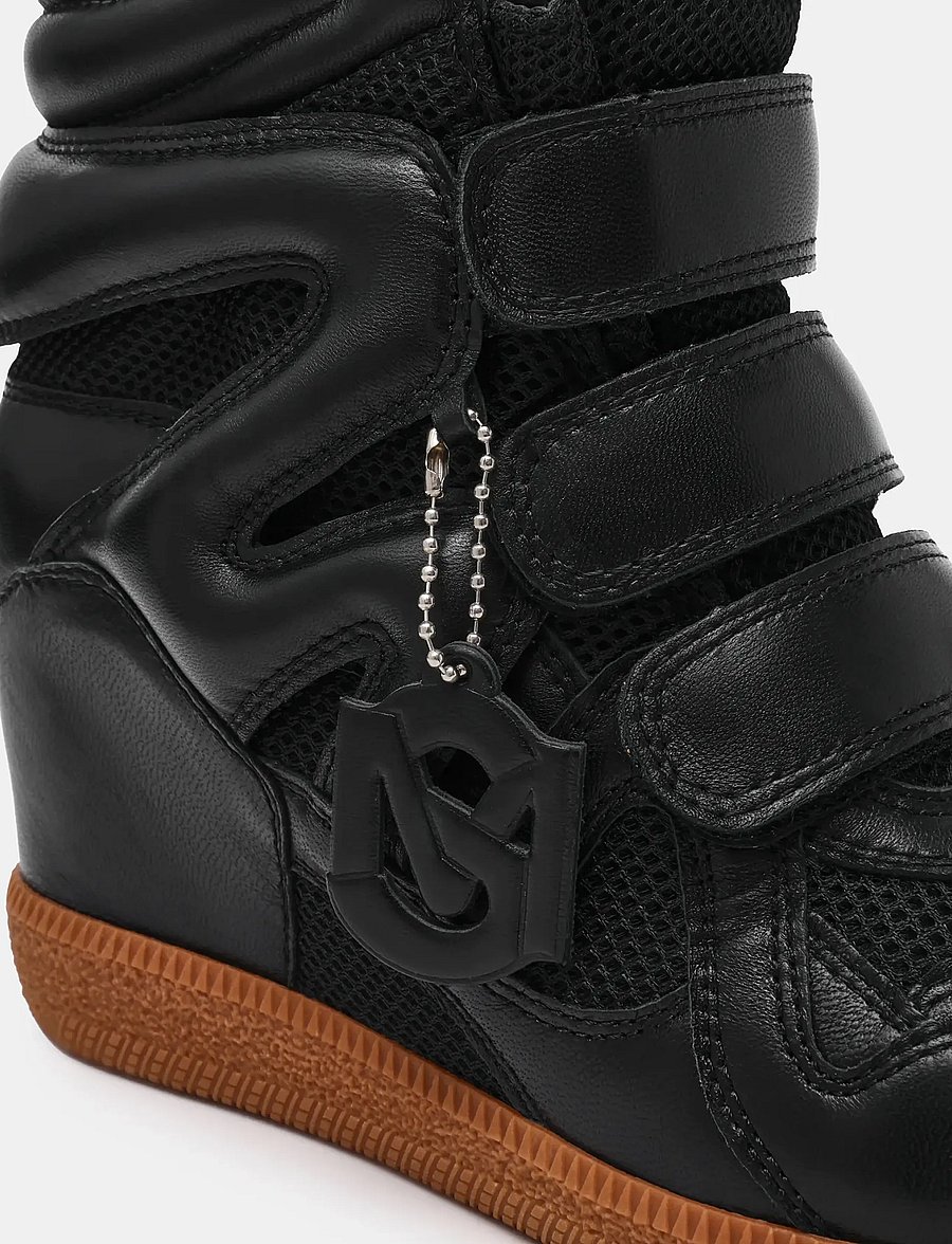 Steve Madden - Mavis-LEA - wedge-sneaker - black leather - 5